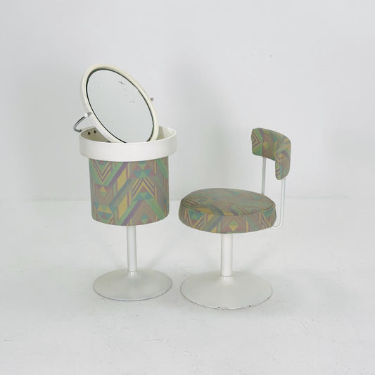 Mid-Century Makeup Table and Stool Set – Italian Design, 1980s