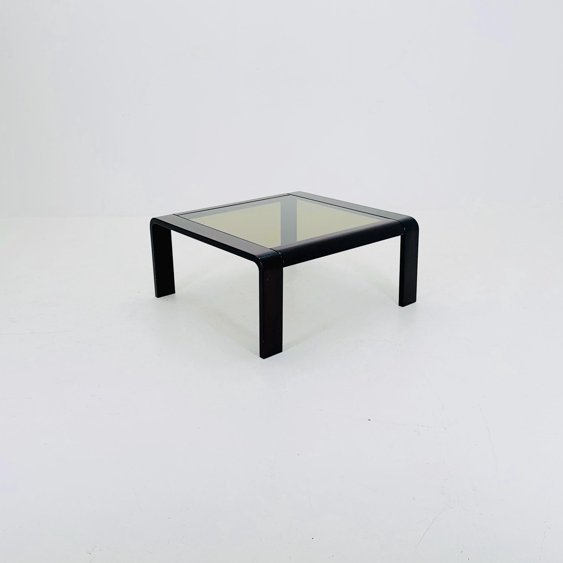 Mid-Century Wooden Coffee Table with Curved Edges and Smoked Glass Top, 1960s Germany