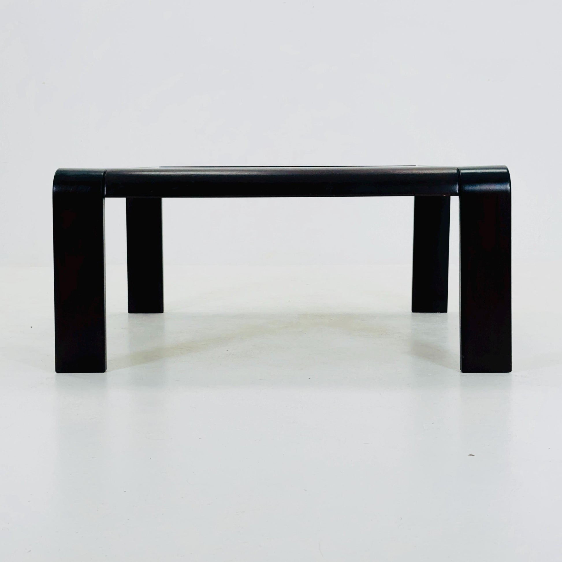 Mid-Century Wooden Coffee Table with Curved Edges and Smoked Glass Top, 1960s Germany