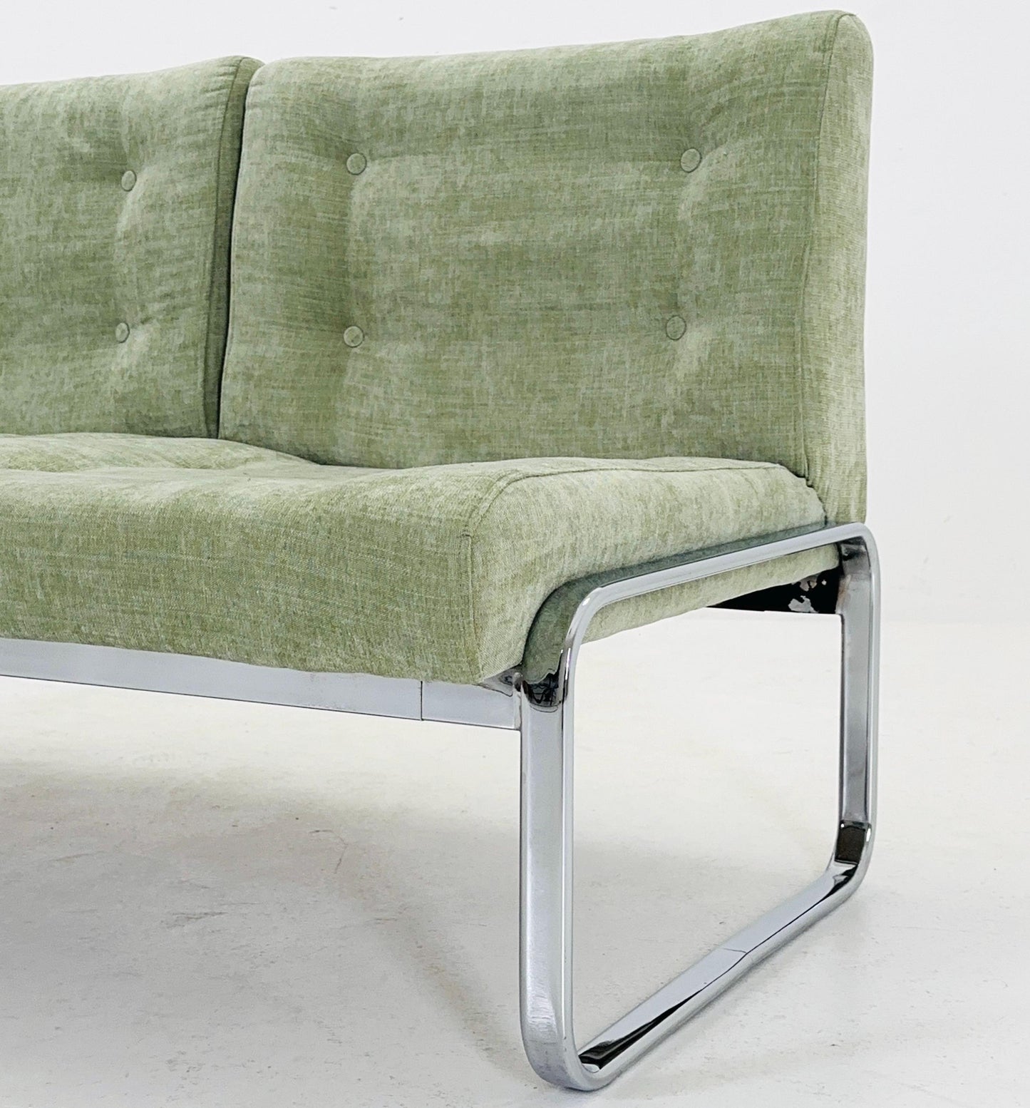 Mid-Century Modern sofa by RH Design, Bauhaus design light green fabric Italy 1980s