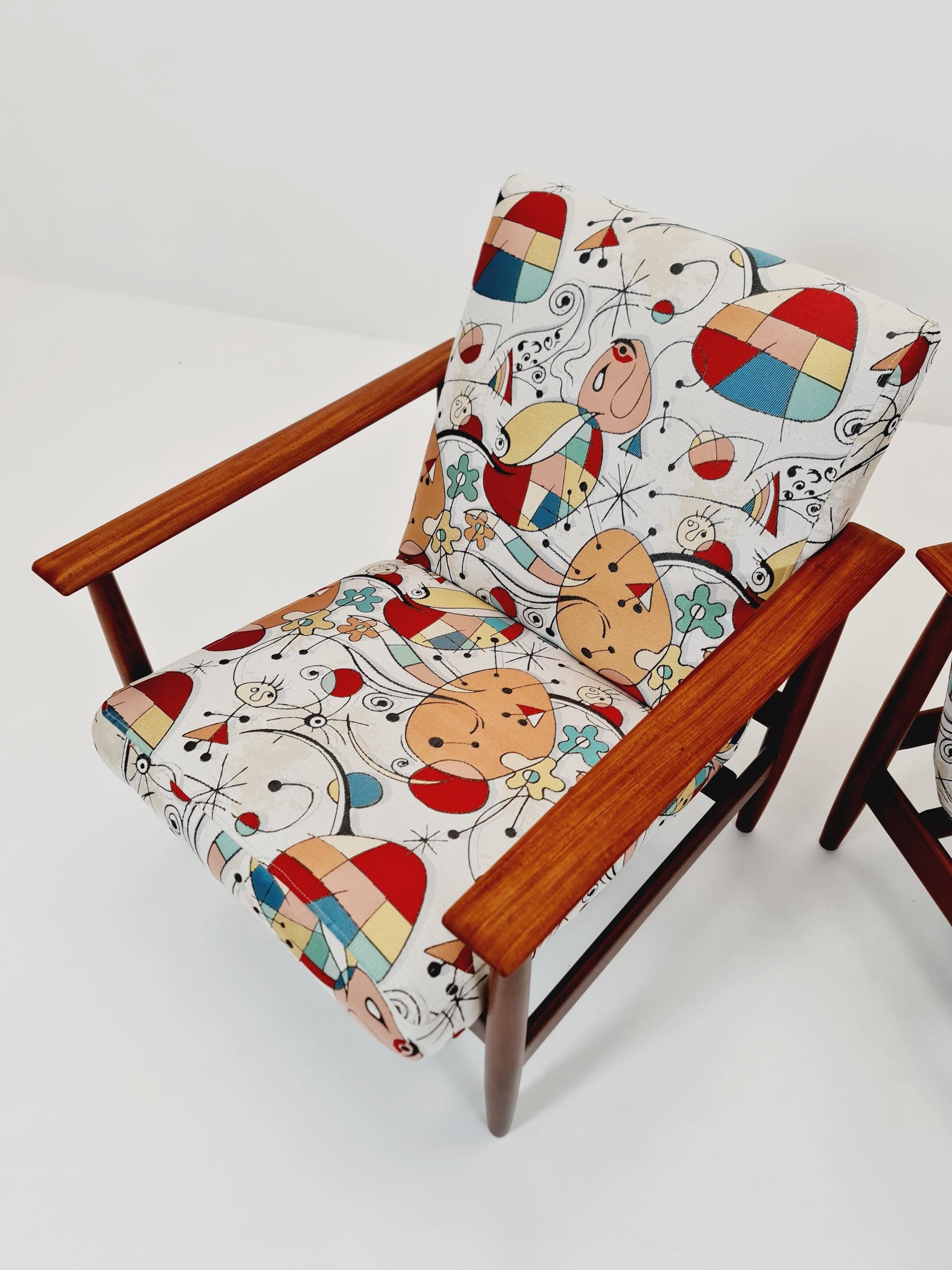 1 of 2 Mid century Danish easy lounge chairs Teak 1960s,