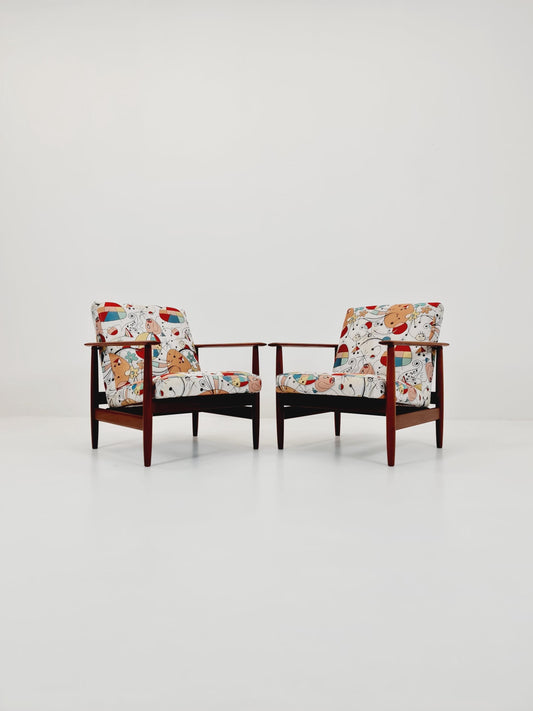 1 of 2 Mid century Danish easy lounge chairs Teak 1960s,