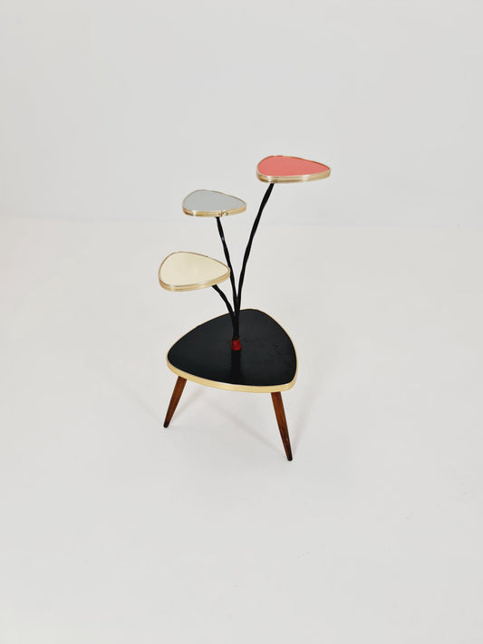 Big 1950s German Plant Stand, Colorful Vintage Mid-Century Minimalist Indoor Plant Stand Side Table Retro flower table