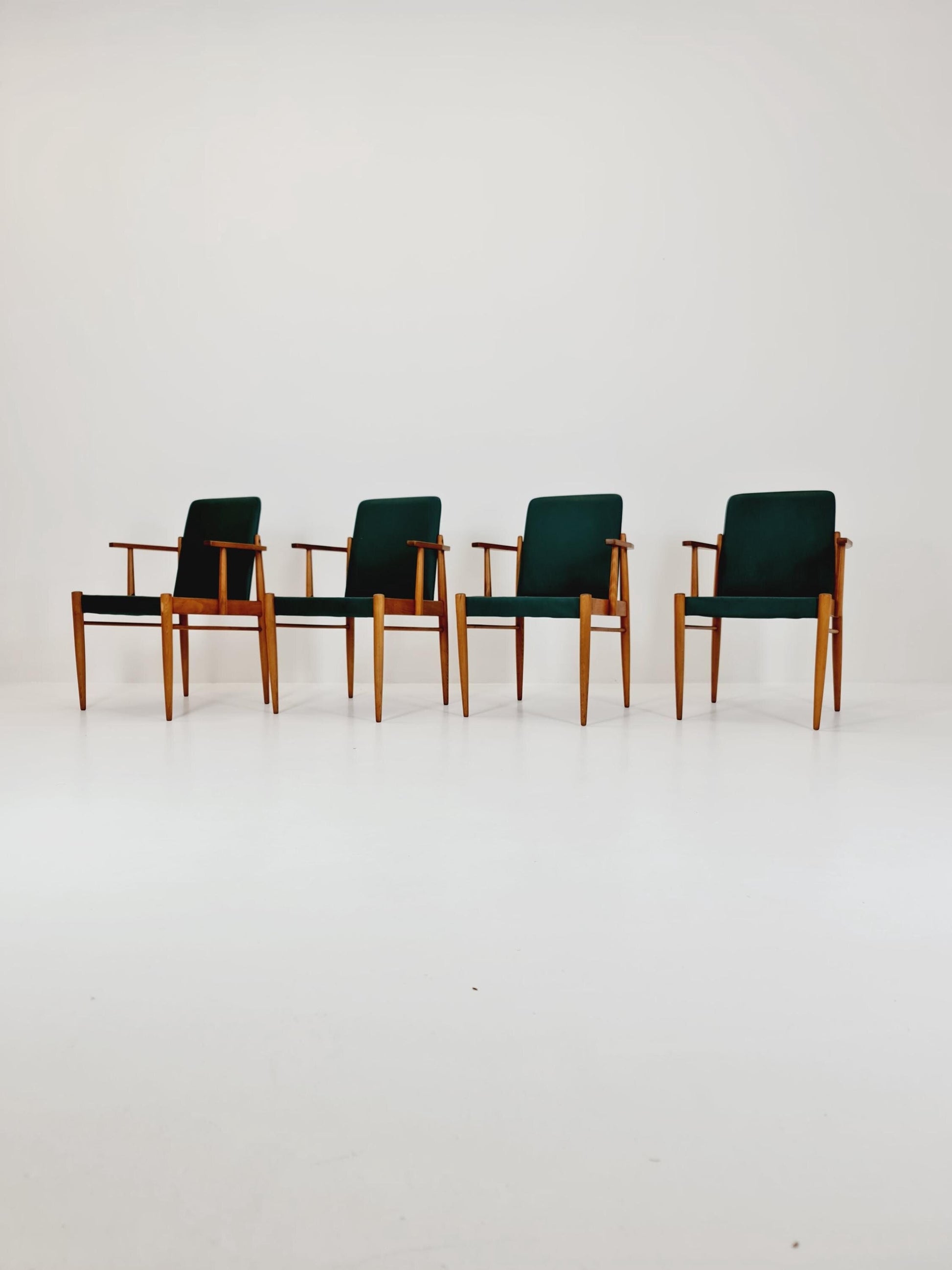 Rare Vintage Midcentury German beech Armchair set of 4 , 1950s
