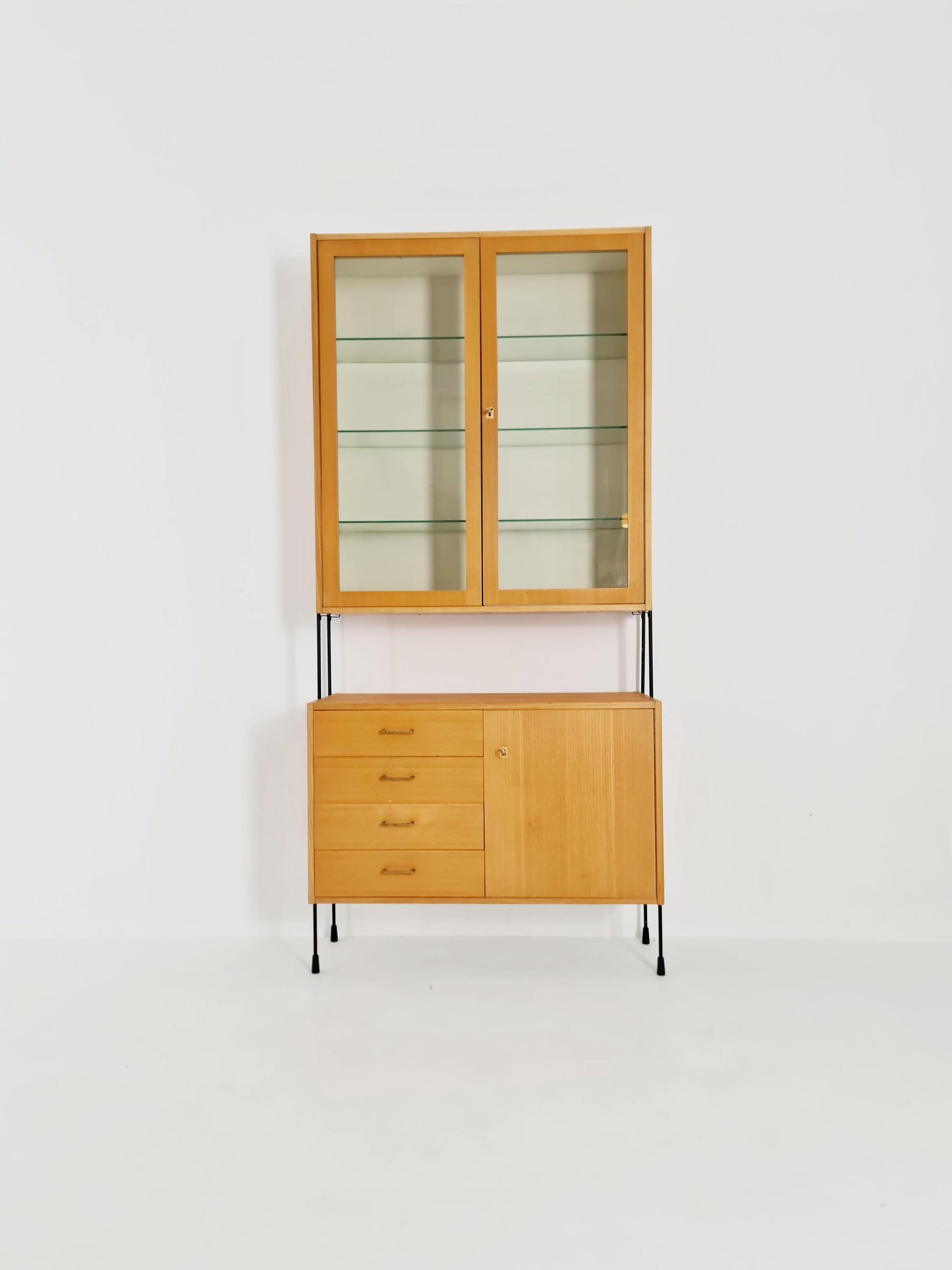 Mid century Ash wall shelving unit by Hilker for Omnia, Germany, 1960s