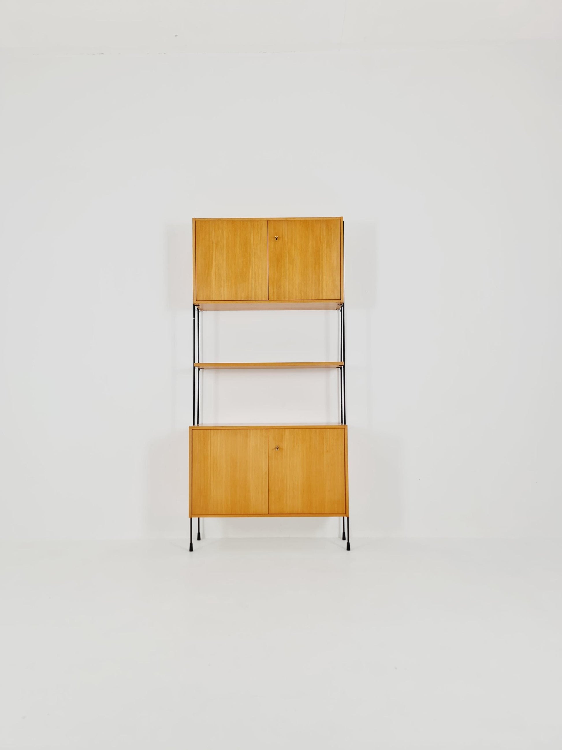 Mid century Ash wall shelving unit by Hilker for Omnia, Germany, 1960s