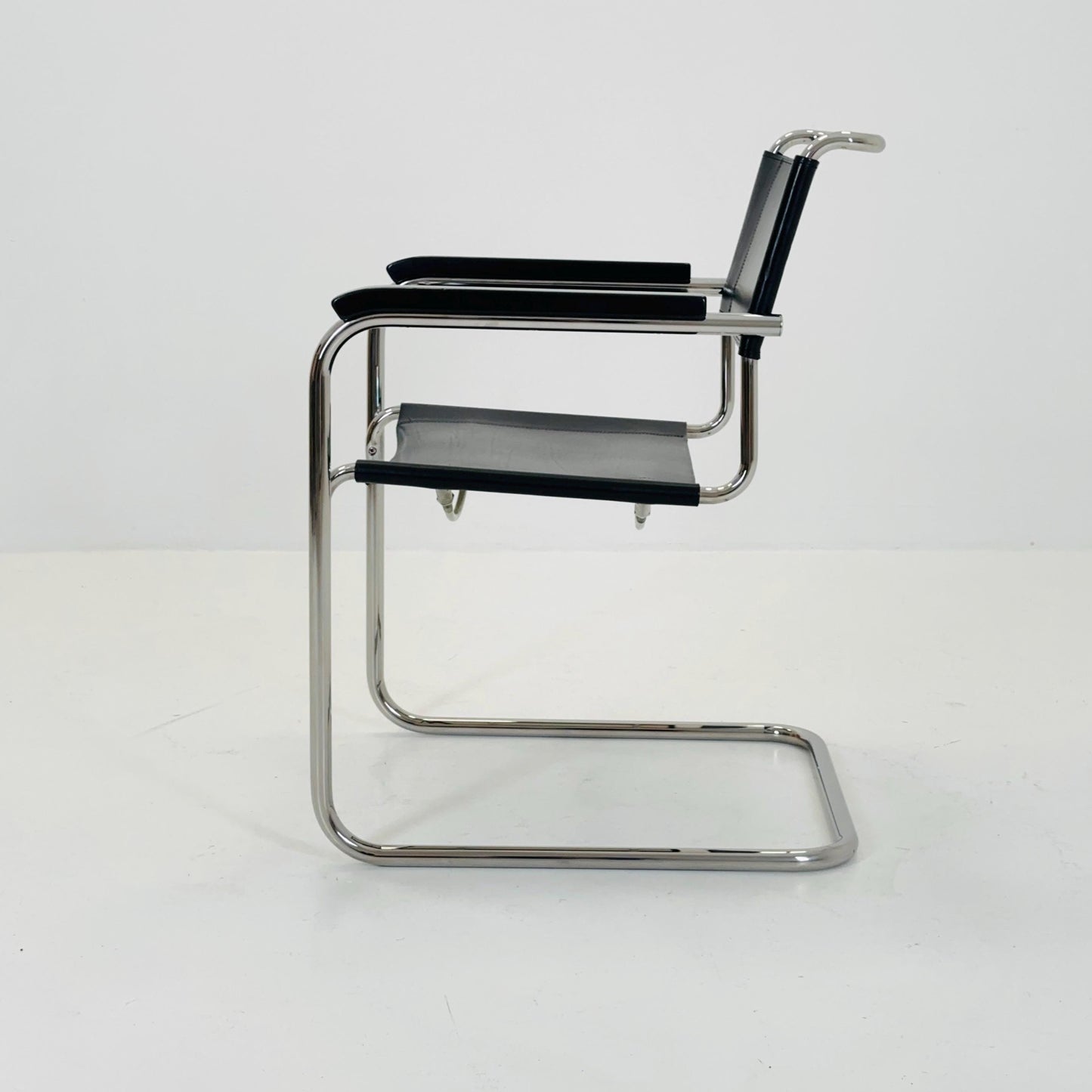 1 of 25 Bauhaus black leather iconic armchair by mart Stam for Thonet 1980s