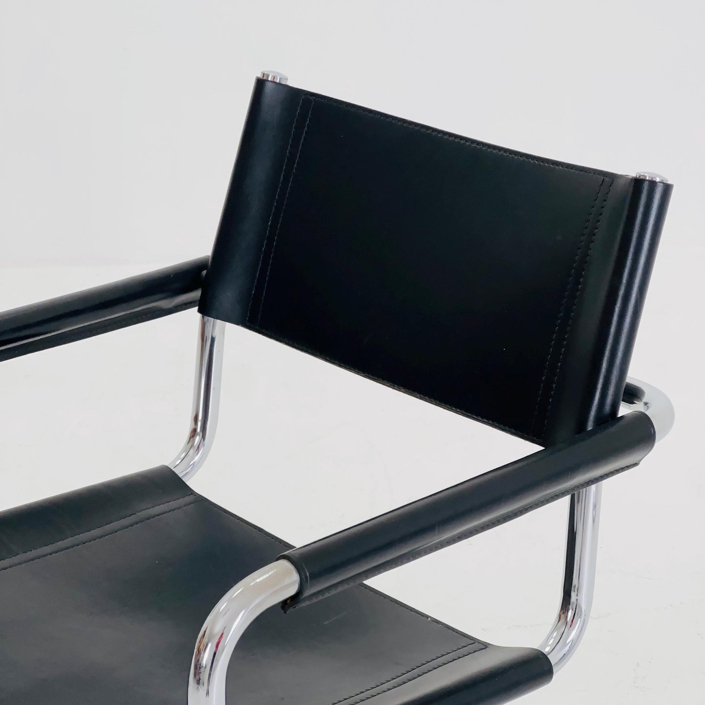 1 of 10 Mid century B34 Matteo Grassi Mg5 black leather cantilever chair by Mart Stam italy 1980s