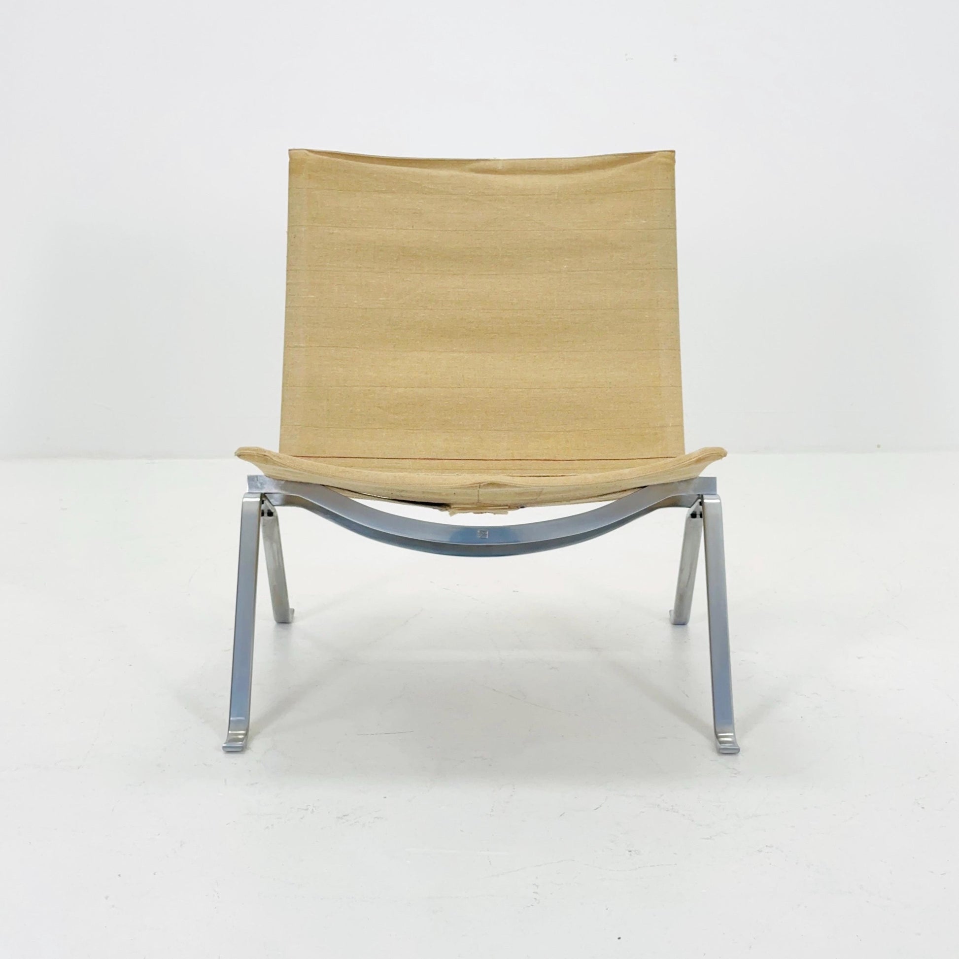 1 of 4 Mid century modern Poul Kjærholm PK22 Lounge Chair by Fritz Hansen Canvas Upholstery Denmark , 1980s