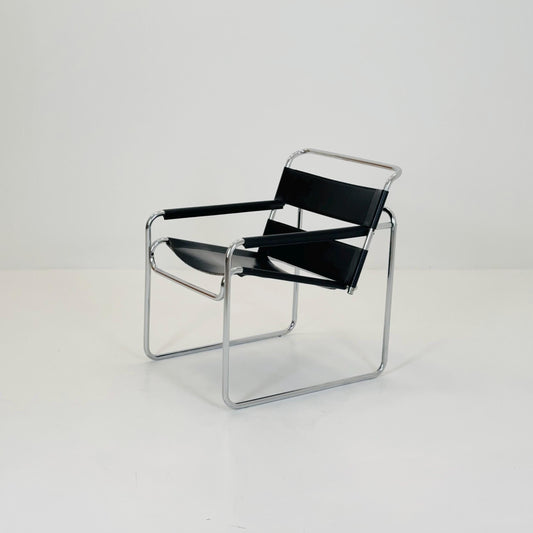 Mid century Bauhaus lounge chair/ lounge chair style of Wassily B3 armchair Italy 1980s