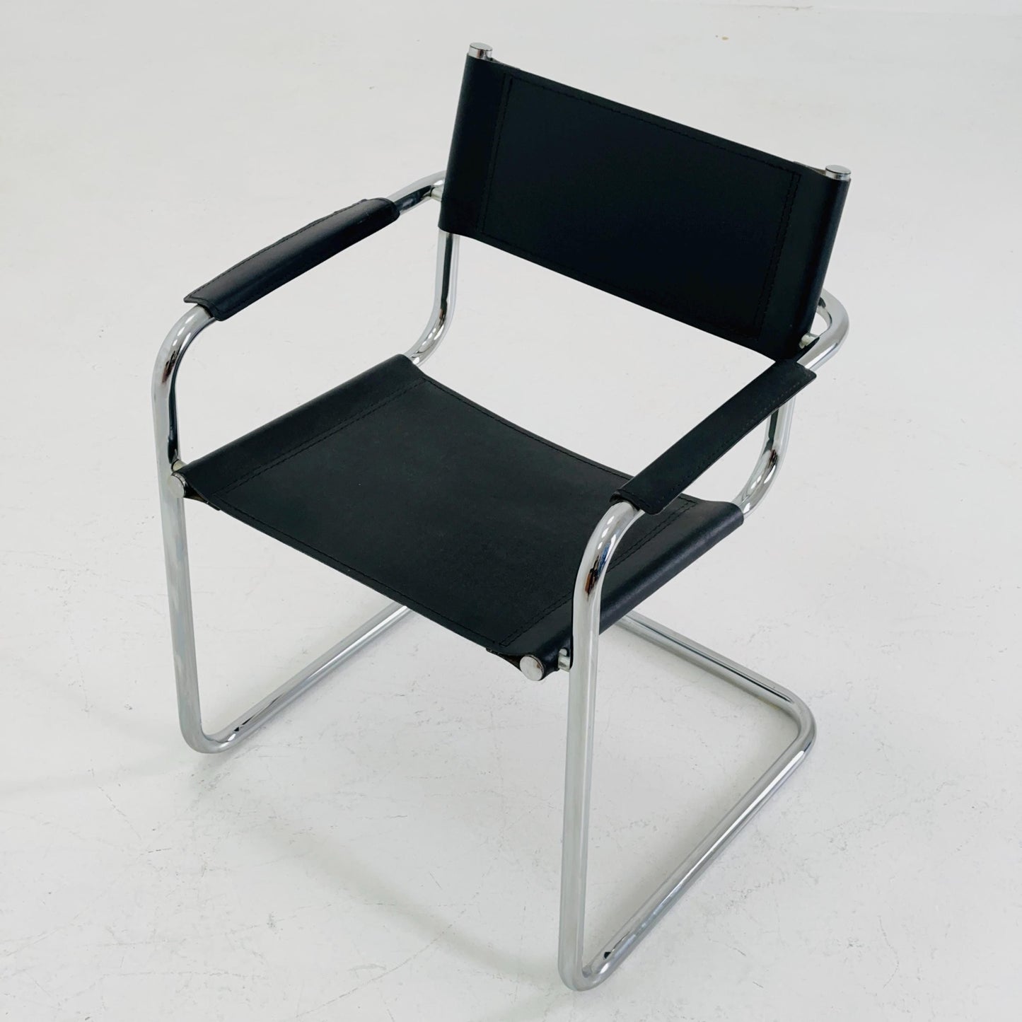 1 of 6 Mid Century iconic Mart Stam S34 armchair / Bauhaus chrome tube steel and leather / 80s vintage cantilever chair s43