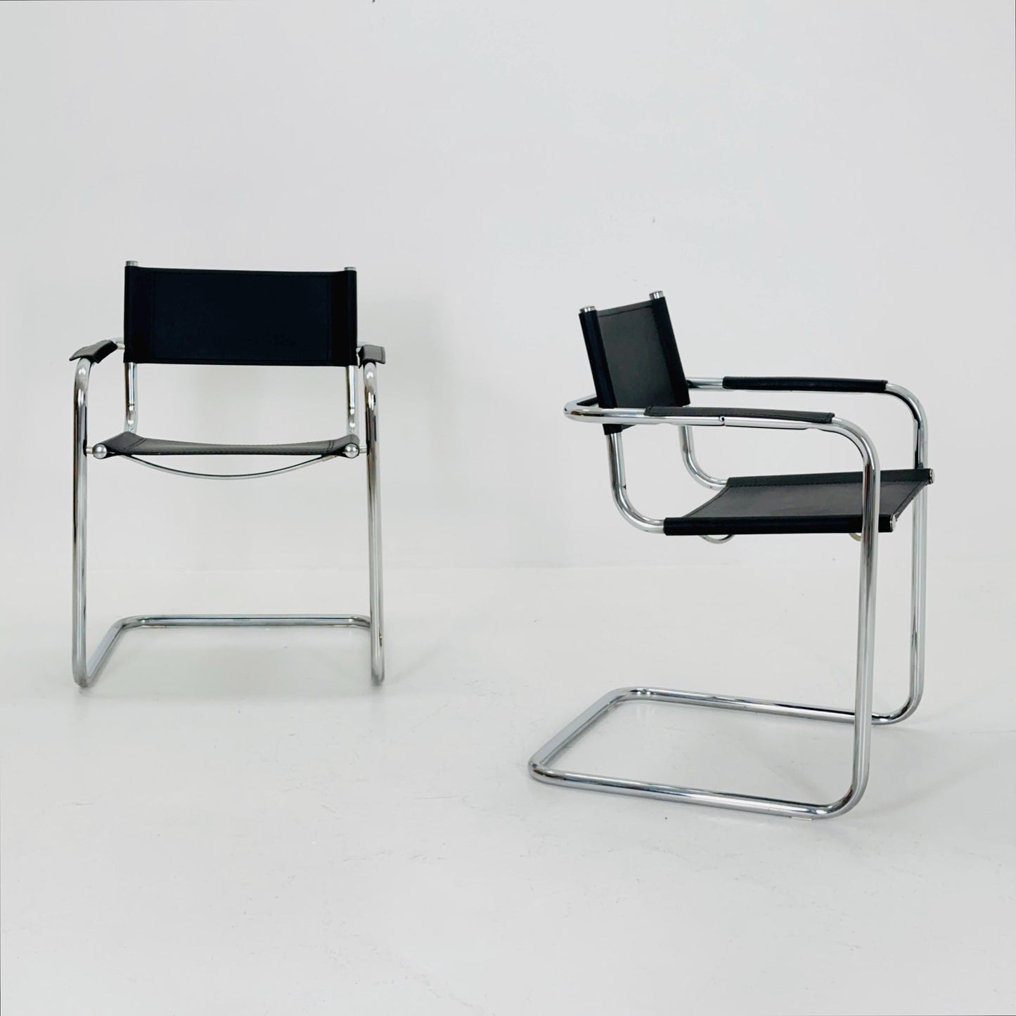 1 of 6 Mid Century iconic Mart Stam S34 armchair / Bauhaus chrome tube steel and leather / 80s vintage cantilever chair s43