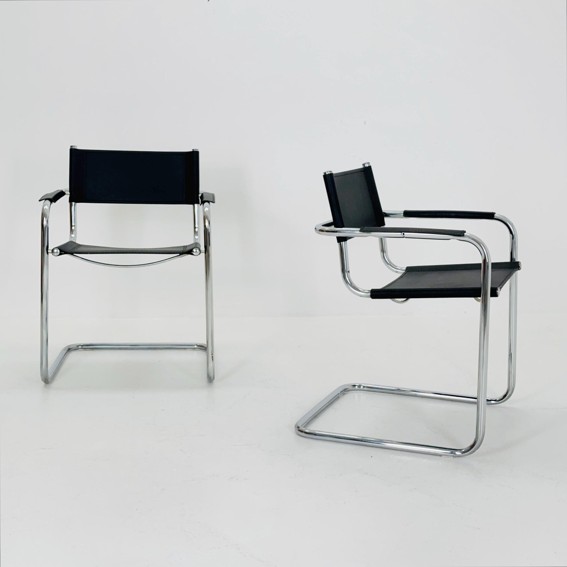 1 of 6 Mid Century iconic Mart Stam S34 armchair / Bauhaus chrome tube steel and leather / 80s vintage cantilever chair s43