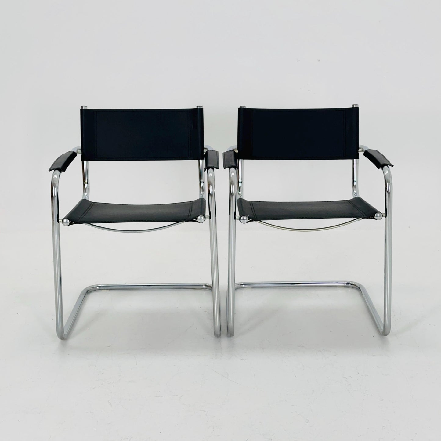 1 of 6 Mid Century iconic Mart Stam S34 armchair / Bauhaus chrome tube steel and leather / 80s vintage cantilever chair s43