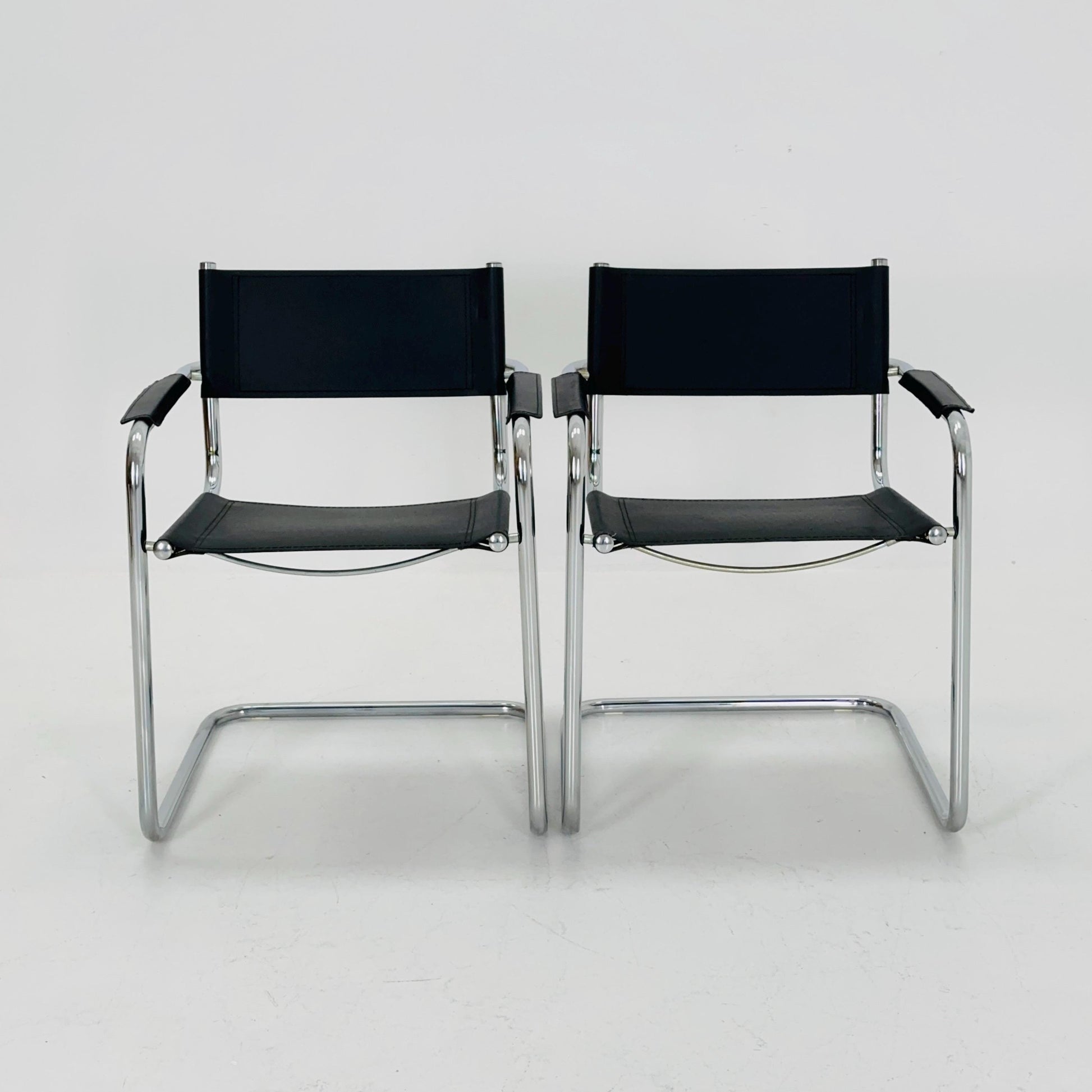 1 of 6 Mid Century iconic Mart Stam S34 armchair / Bauhaus chrome tube steel and leather / 80s vintage cantilever chair s43