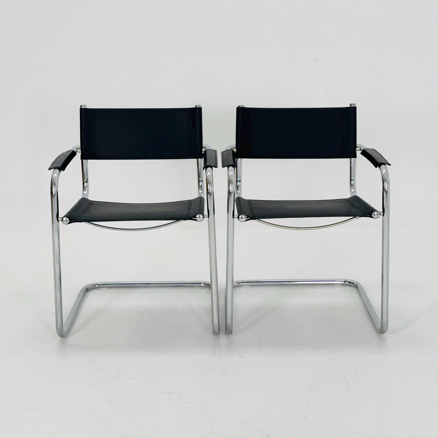 1 of 6 Mid Century iconic Mart Stam S34 armchair / Bauhaus chrome tube steel and leather / 80s vintage cantilever chair s43
