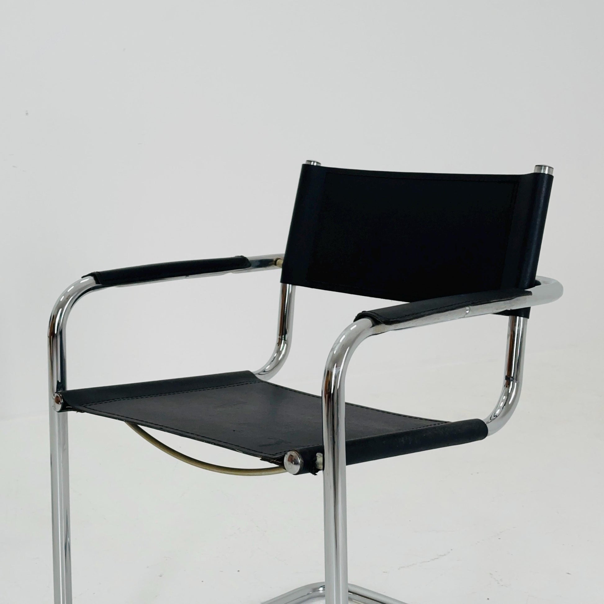 1 of 6 Mid Century iconic Mart Stam S34 armchair / Bauhaus chrome tube steel and leather / 80s vintage cantilever chair s43