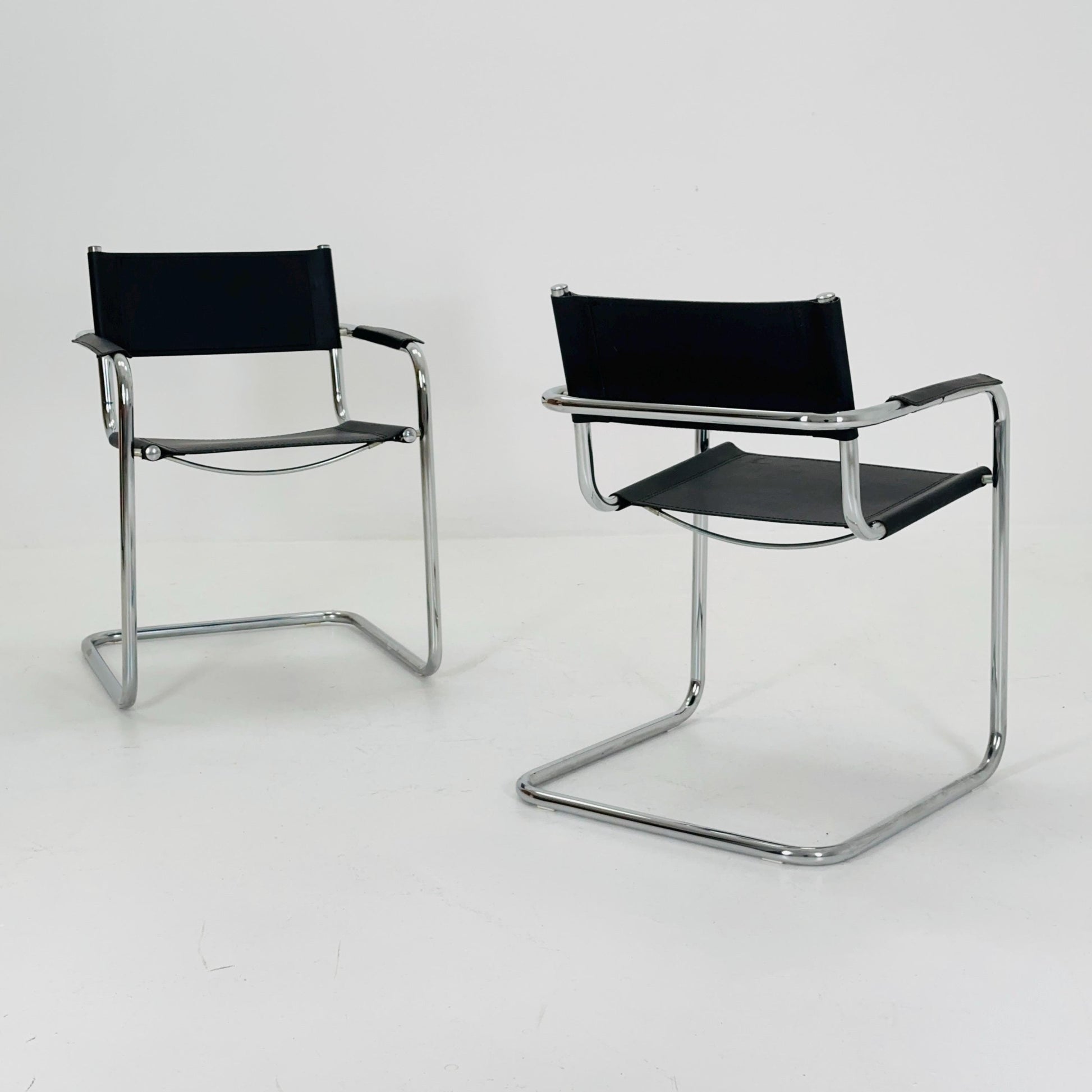 1 of 6 Mid Century iconic Mart Stam S34 armchair / Bauhaus chrome tube steel and leather / 80s vintage cantilever chair s43