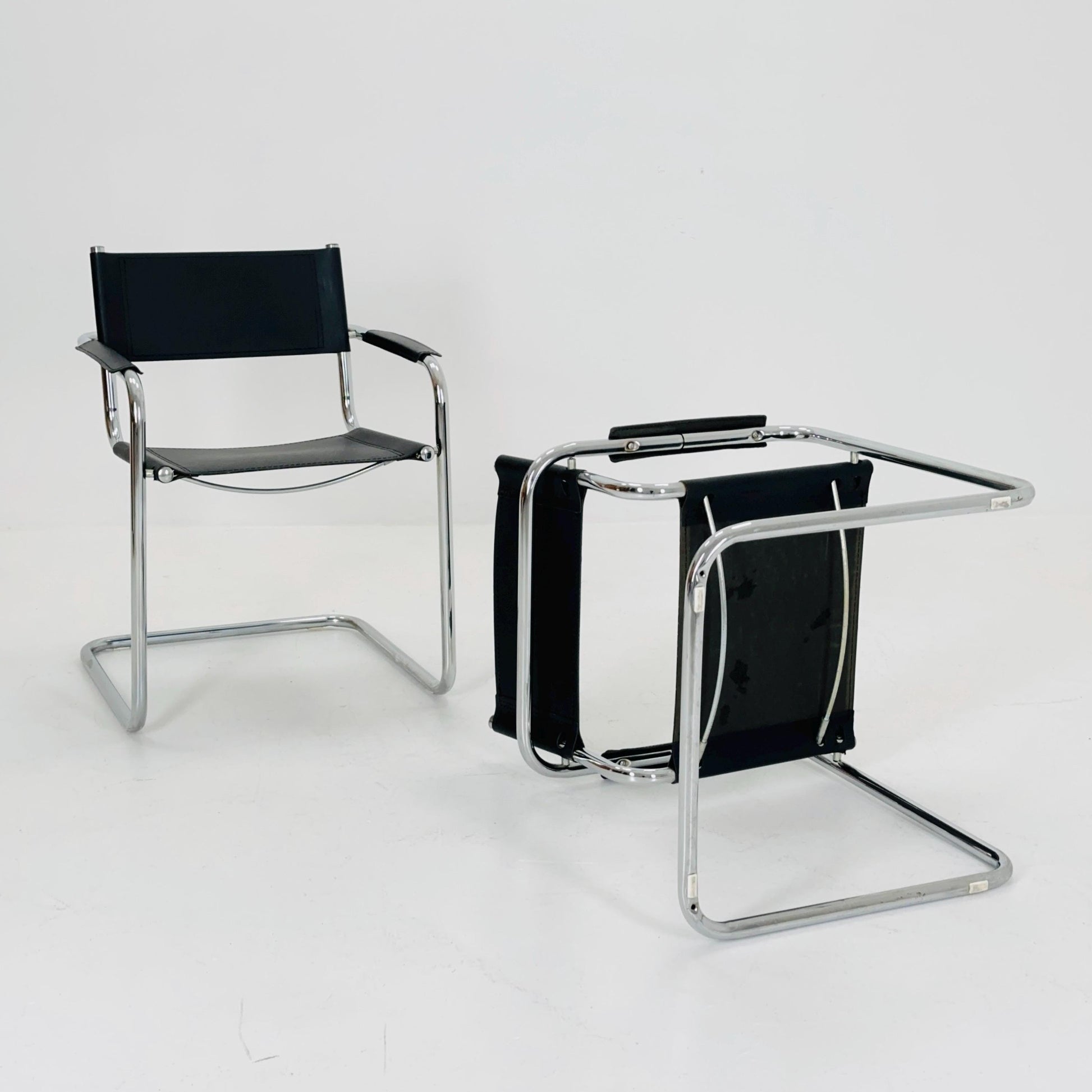 1 of 6 Mid Century iconic Mart Stam S34 armchair / Bauhaus chrome tube steel and leather / 80s vintage cantilever chair s43