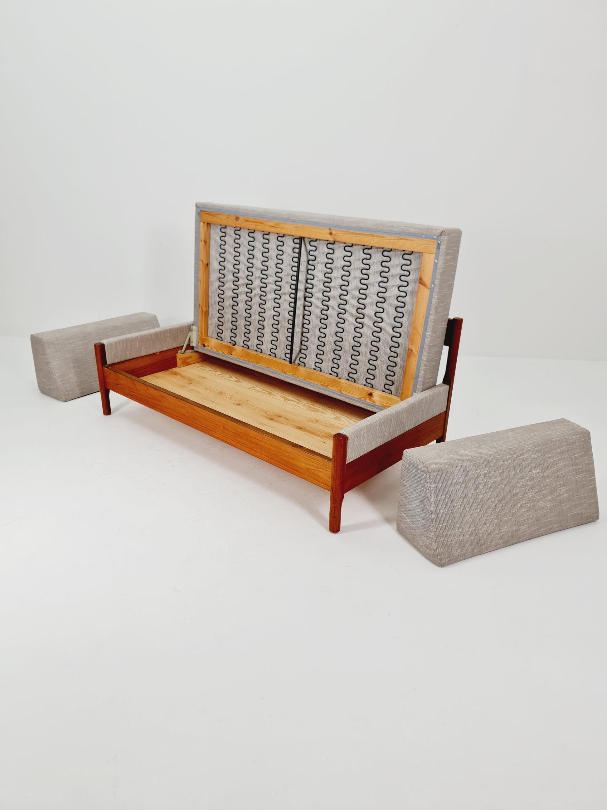 Mid-century Rare Danish teak lounge sofa/ Easy sofa , with storage space 1960s