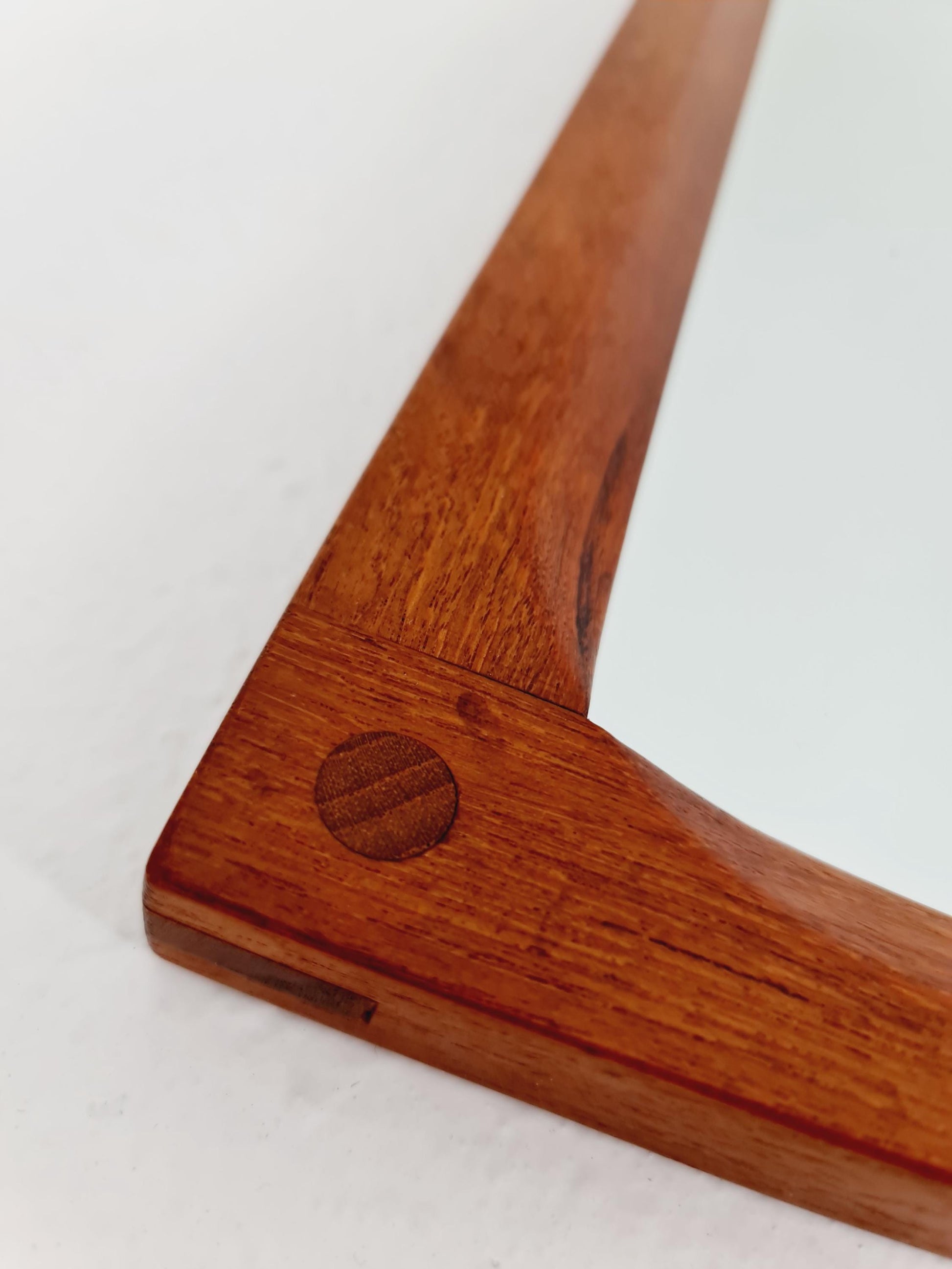 Teak Danish mid-century Modern wall-mounted mirror By Aksel Kjersgaard , 1960s