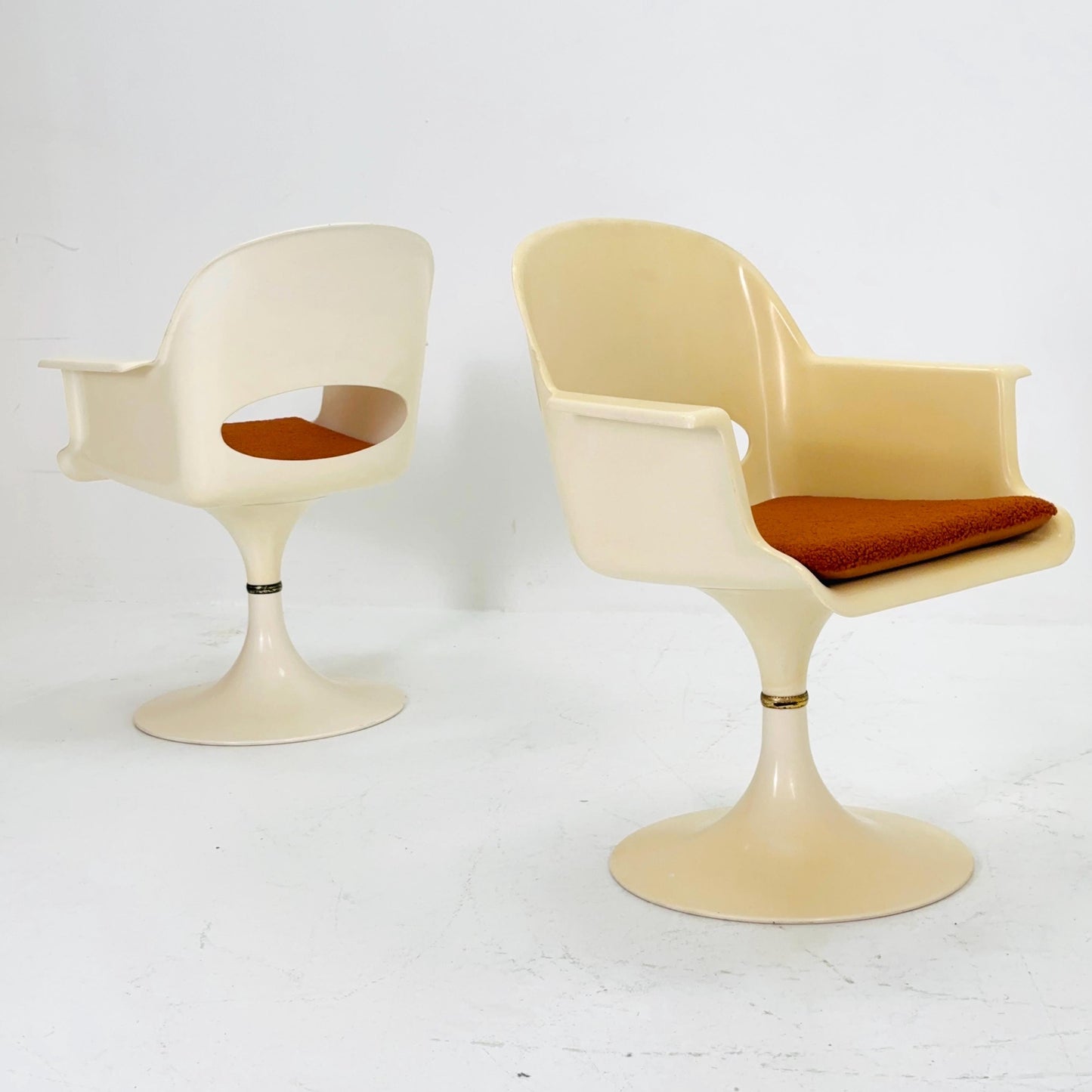 set of 4 Space-age Tulip dining revolving armchairs by Kurz, Germany 1970s