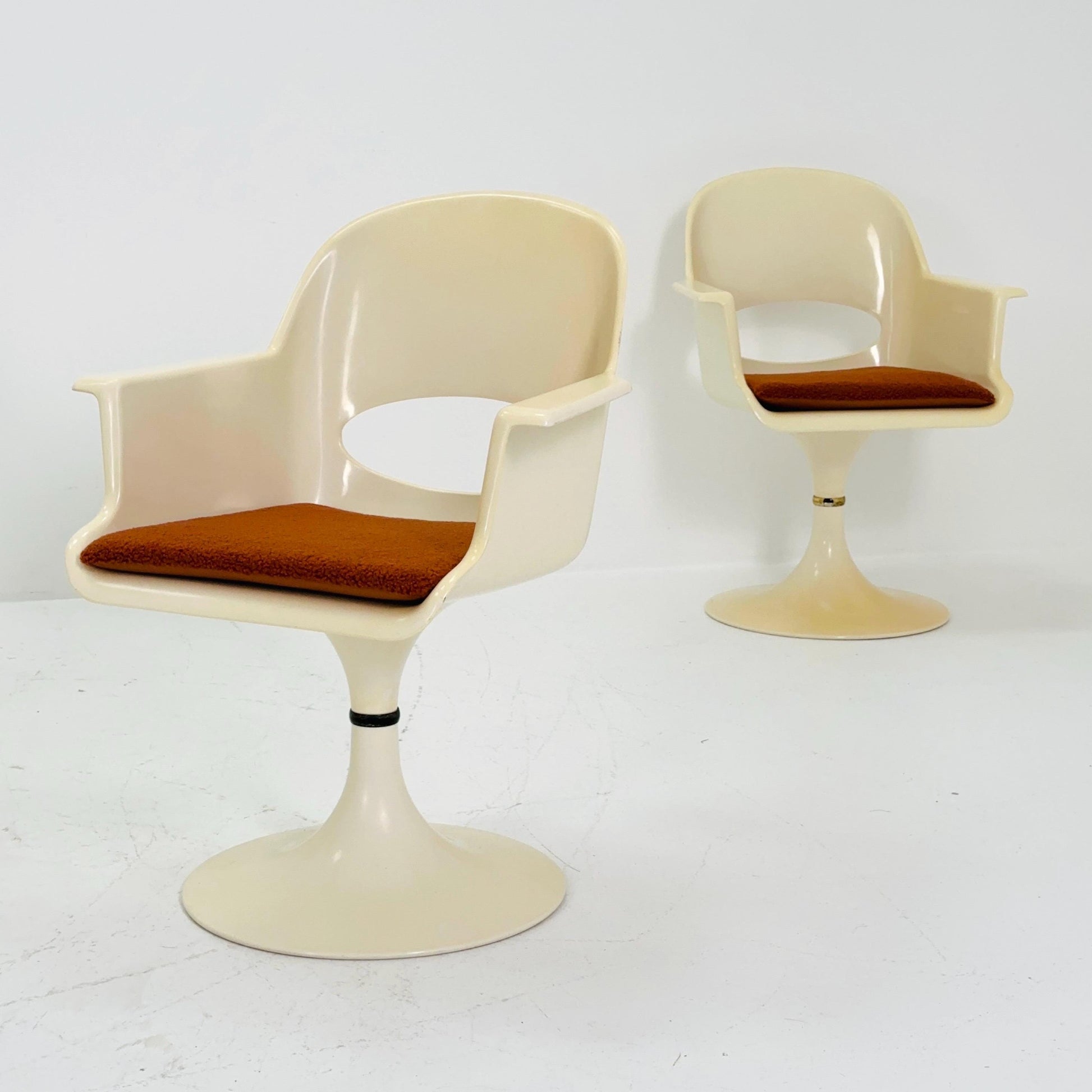 set of 4 Space-age Tulip dining revolving armchairs by Kurz, Germany 1970s