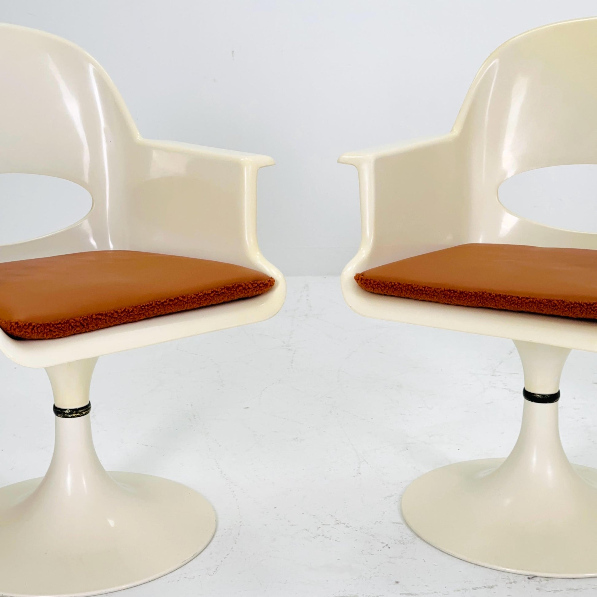 set of 4 Space-age Tulip dining revolving armchairs by Kurz, Germany 1970s