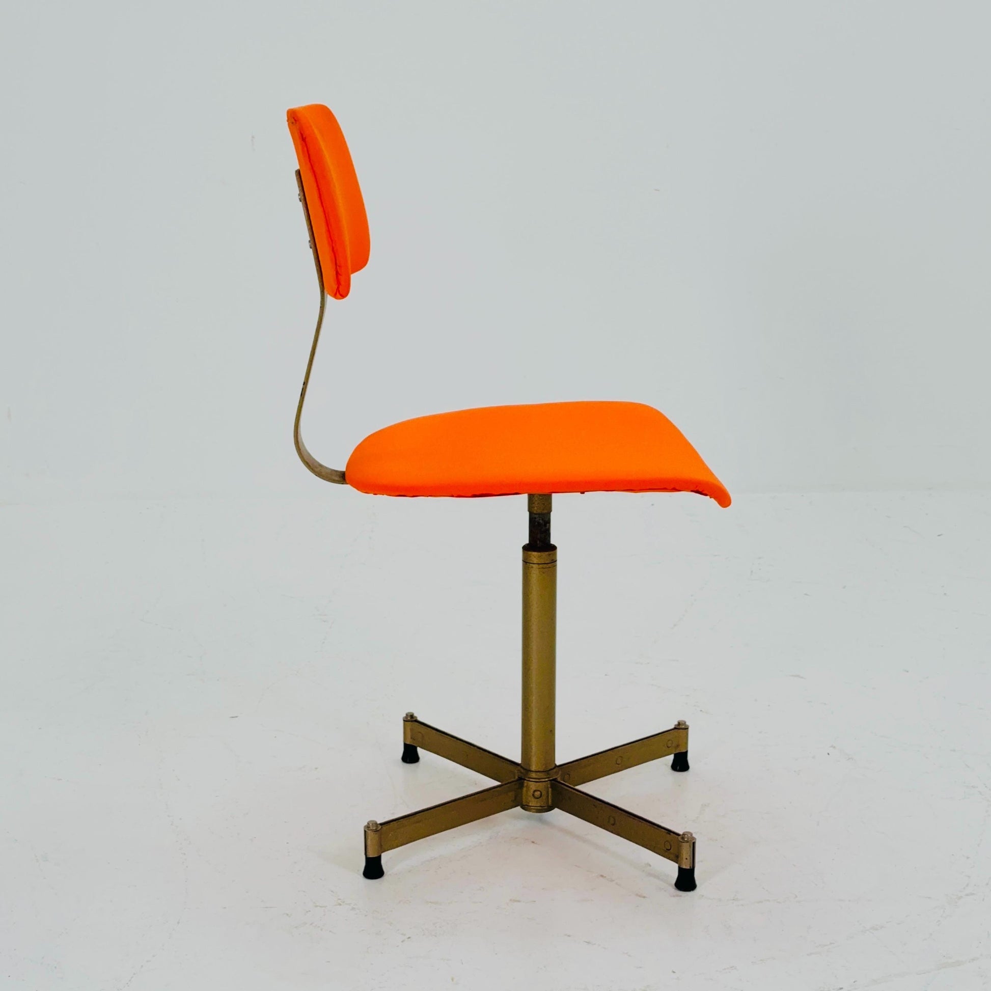 Mid century Industrial German Desk Chair with Orange Upholstery 1980s