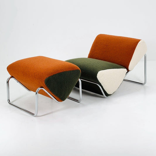 Set of 2 Mid century lounge chair and ottoman by Peter Brown for TH Brown 1980s