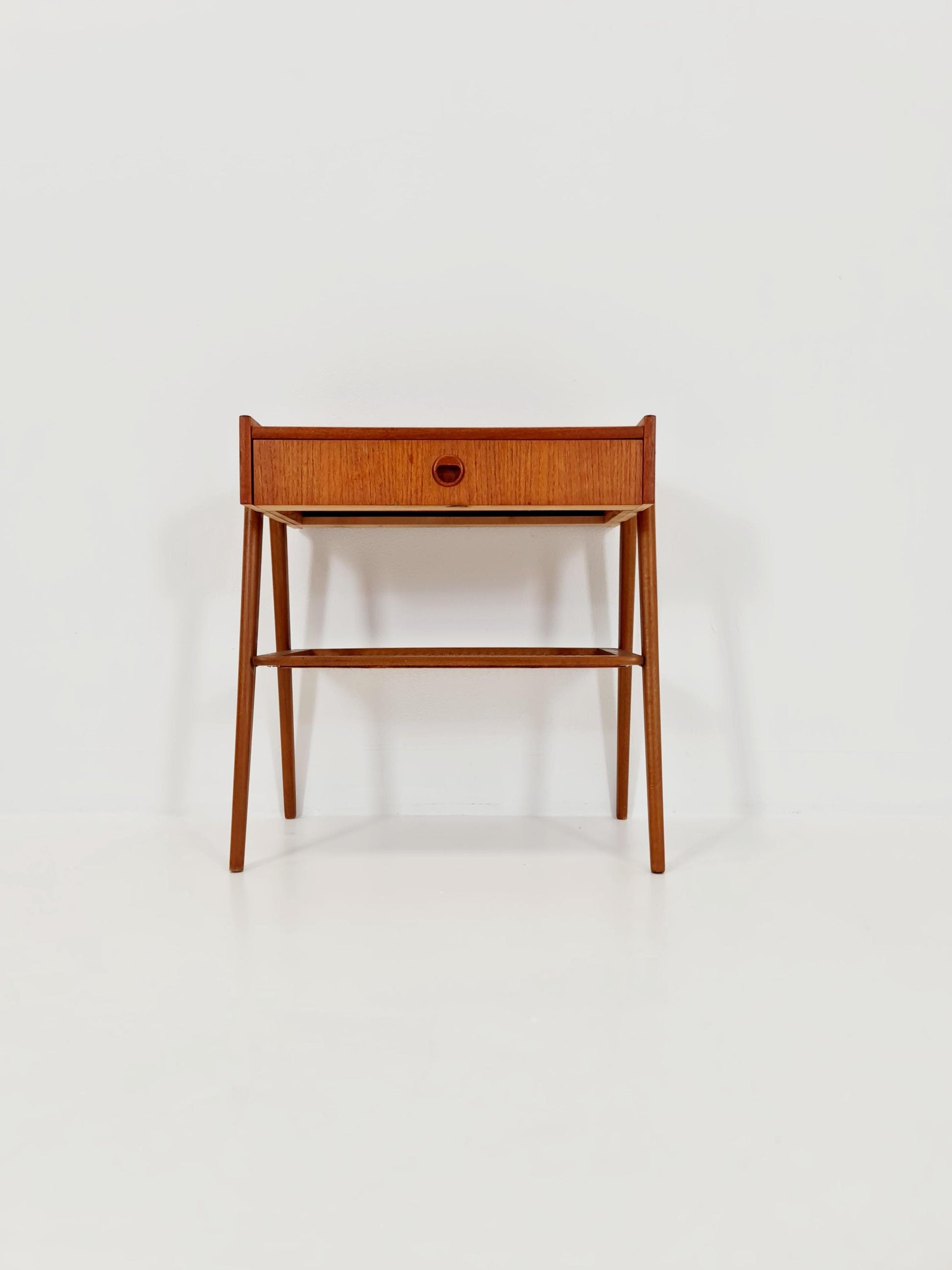 Danish Midcentury Side table/ Bedside table/ Night stand rattan and teak,