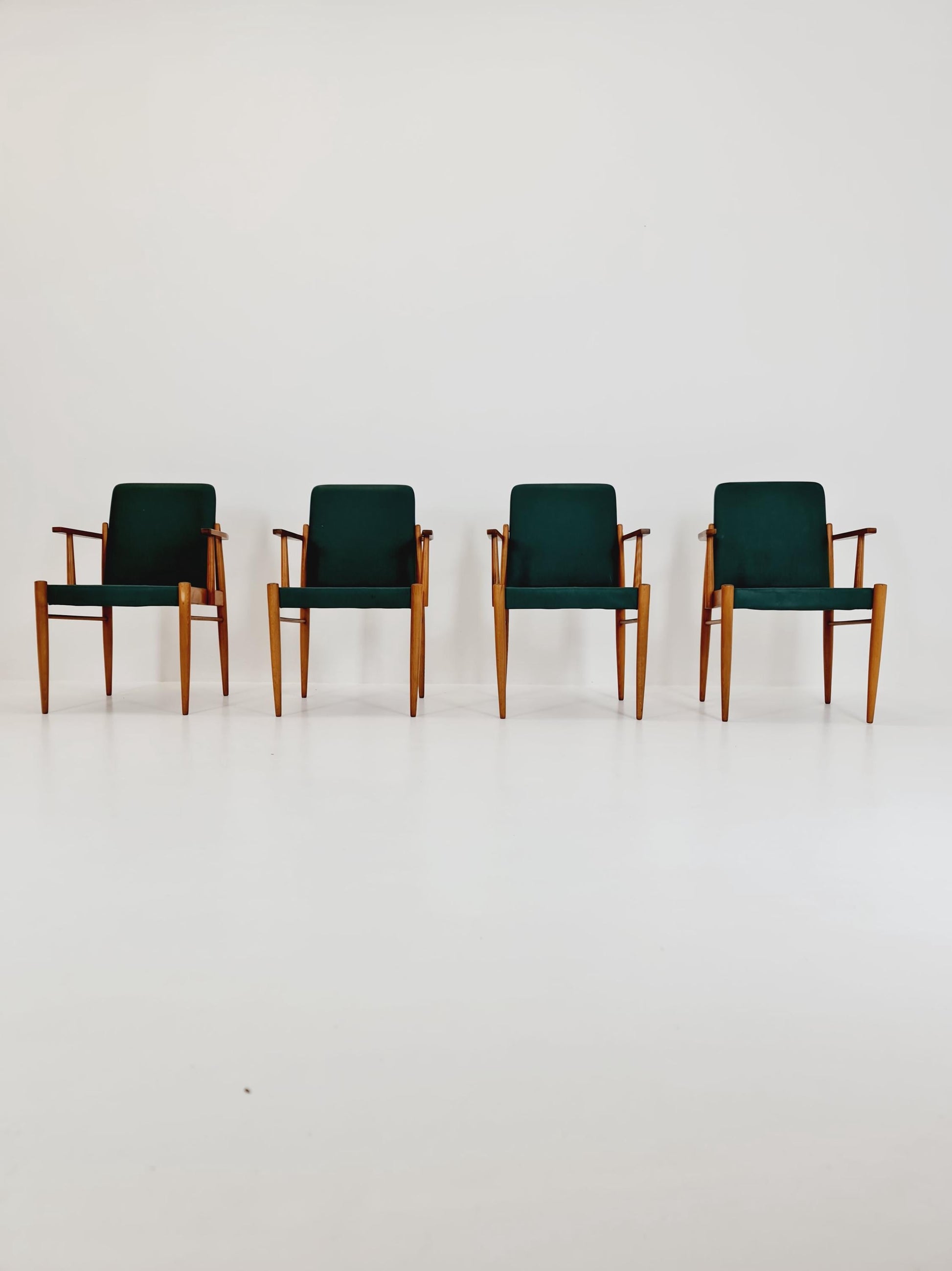Rare Vintage Midcentury German beech Armchair set of 4 , 1950s