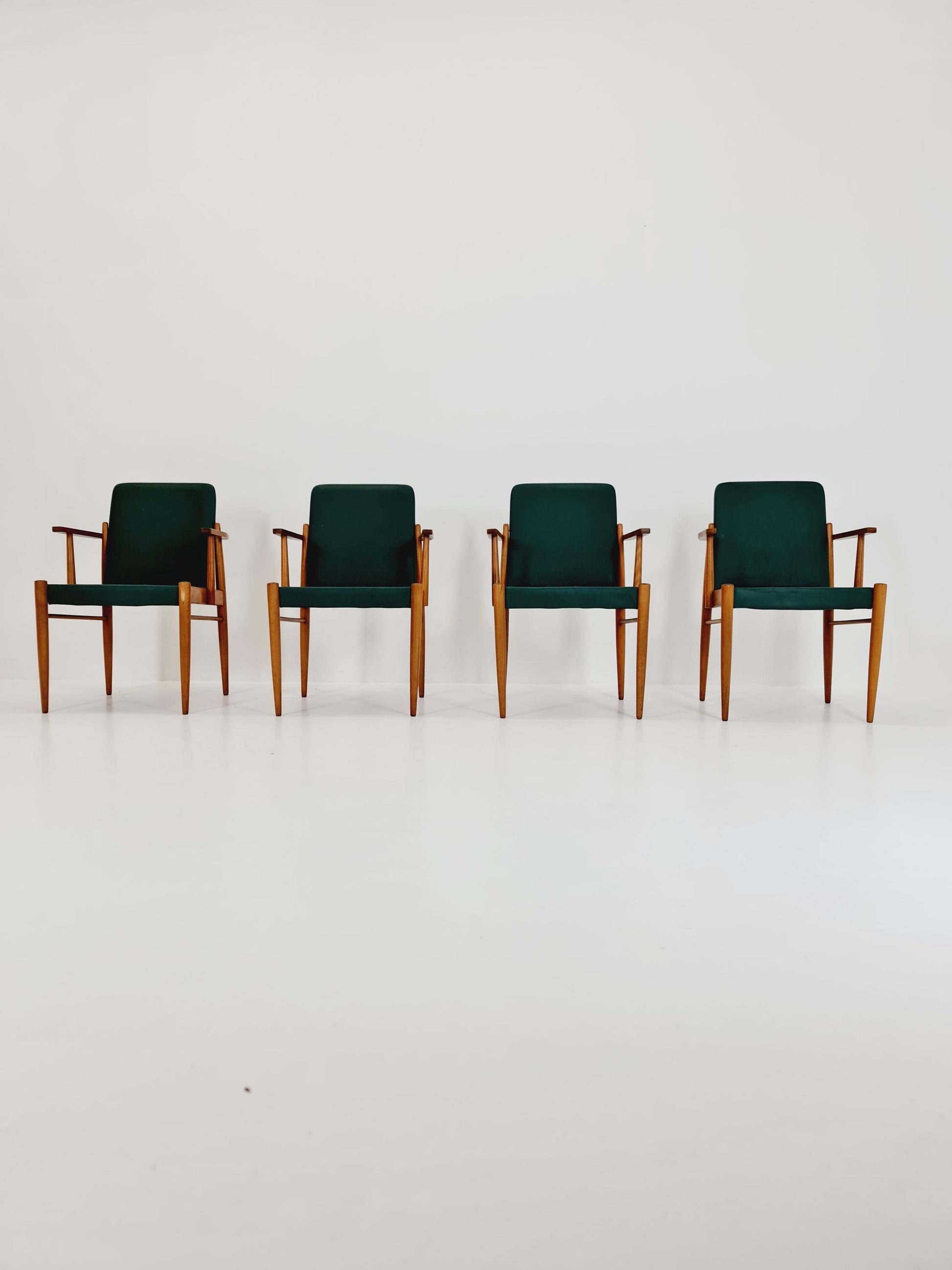 Rare Vintage Midcentury German beech Armchair set of 4 , 1950s