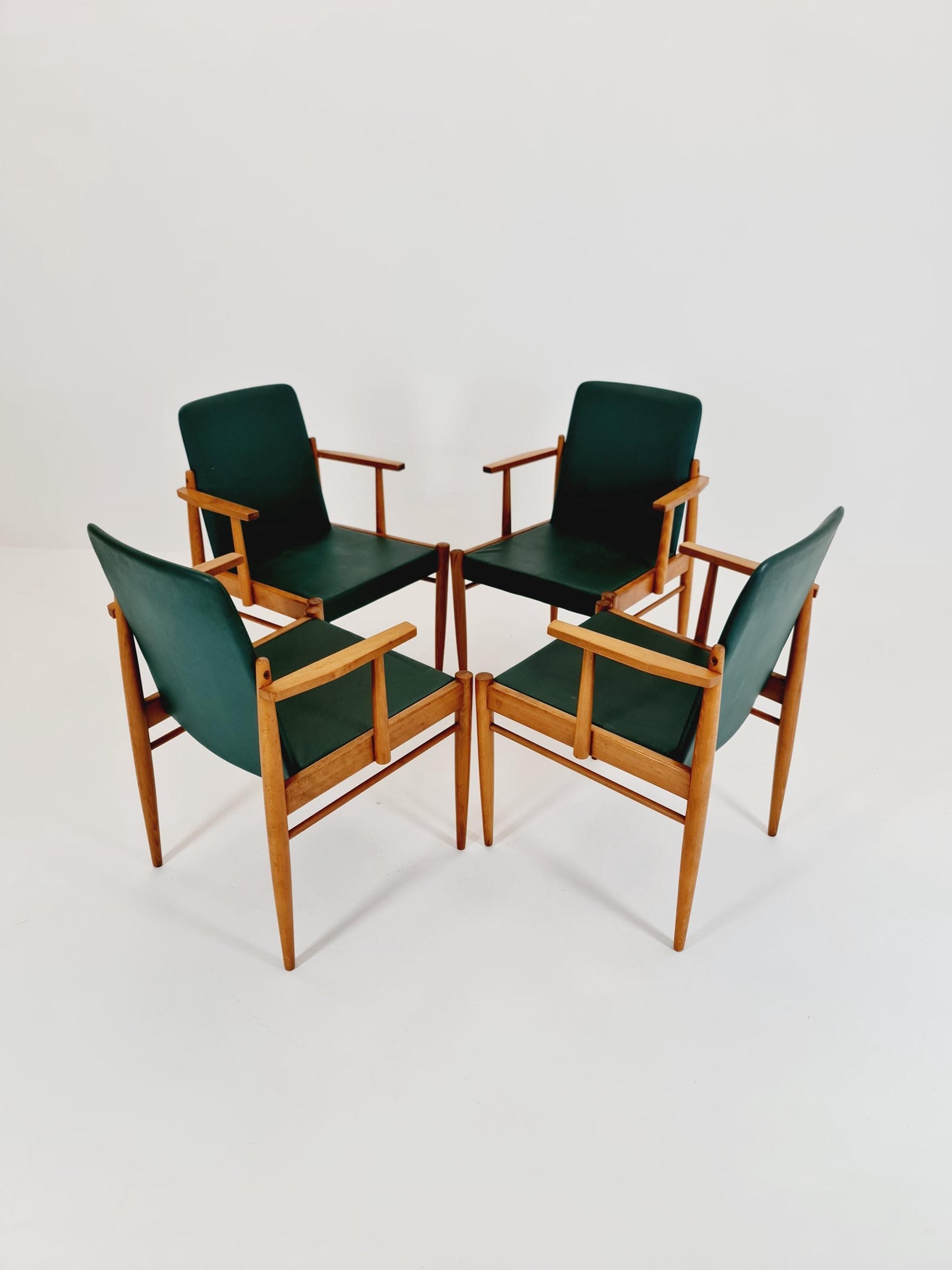 Rare Vintage Midcentury German beech Armchair set of 4 , 1950s