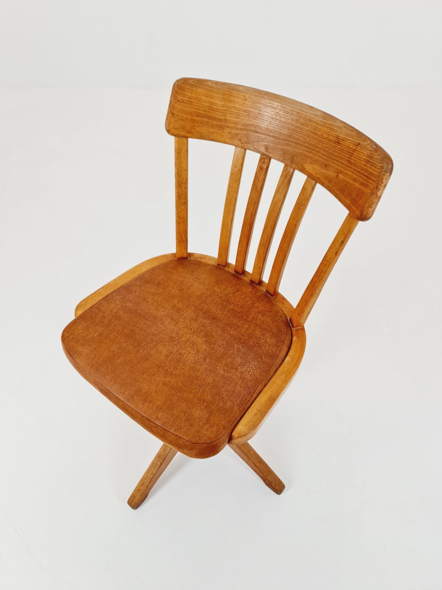 Bauhaus swivel office chair in solid wood By SEDUS 1930s