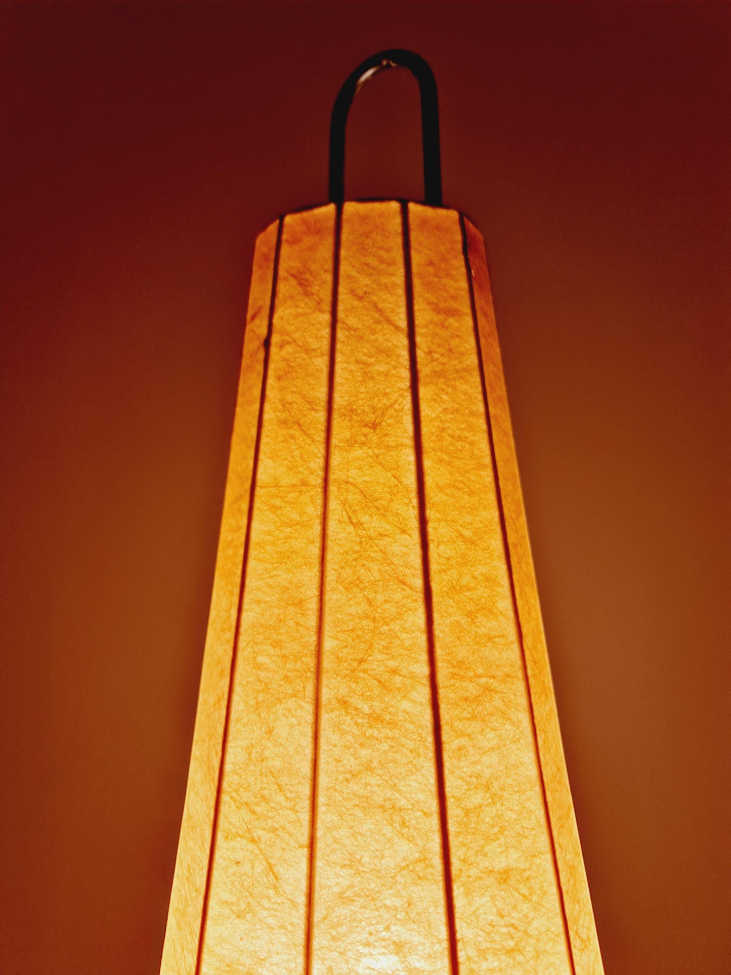 Mid century Danish tripod floor lamp in metal and cocoon shade By Klingele for Artimeta 1957s