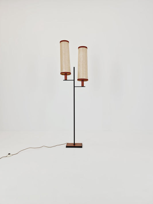 Rare Midcentury Danish floor lamp teak & fiberglass 1960s
