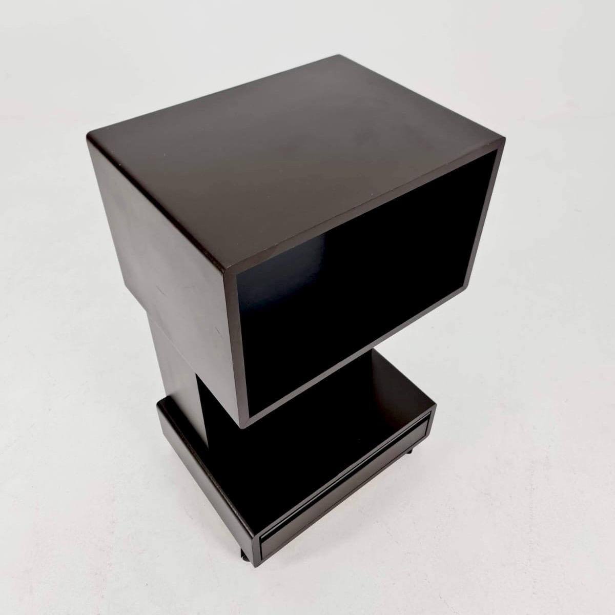 Mid century Dual Vinyl Record Cabinet – Black Wood, Rolling Storage with Cassette Drawer & Vinyl Holder 1970s Germany