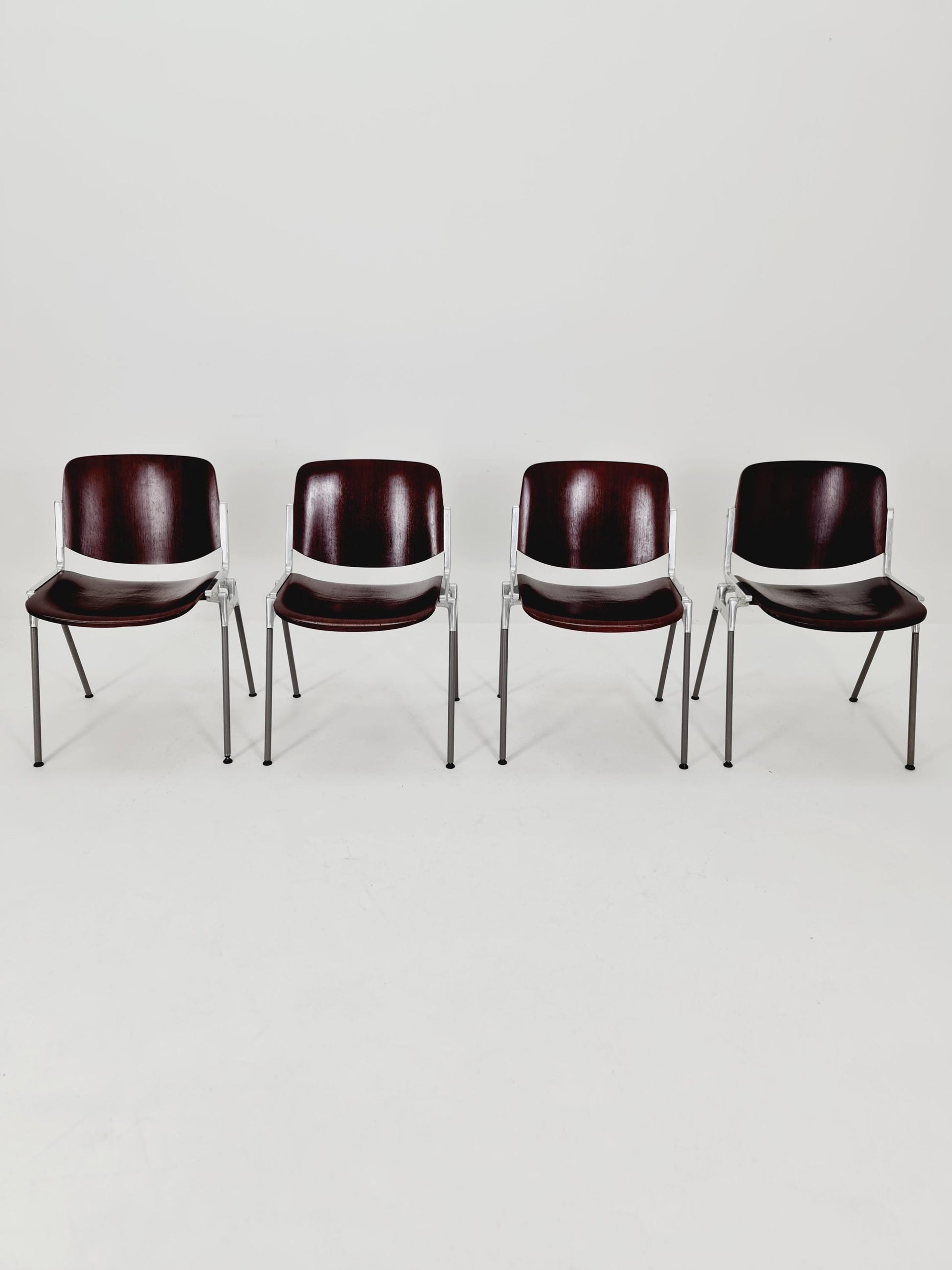 Set of 4 Italian Mid-Century Modern DSC Chairs by Giancarlo Piretti for Castelli / Anonima Castelli, 1970s