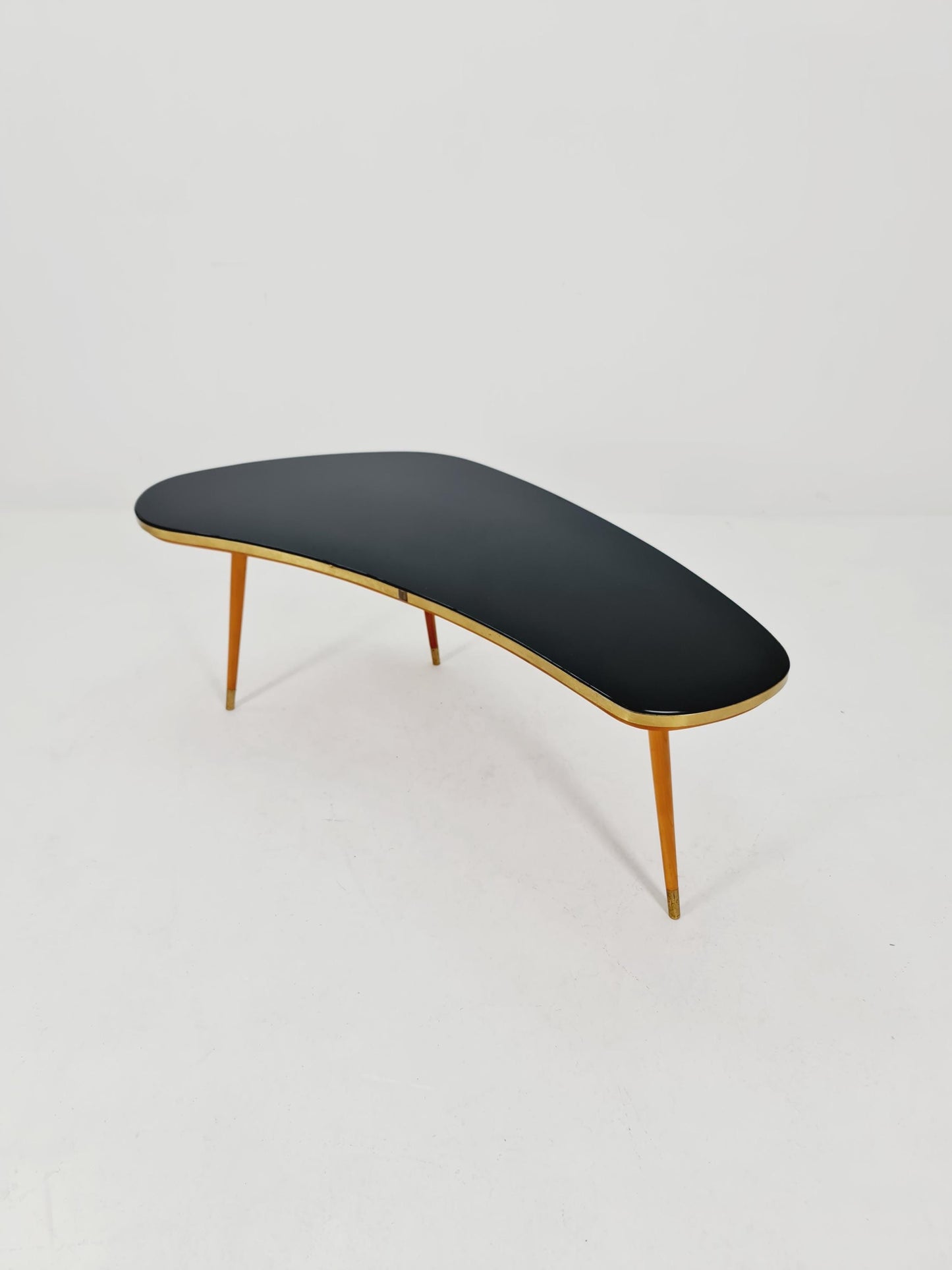German Mid-Century Tripod Glass & Brass Coffee Table By Else 1950s