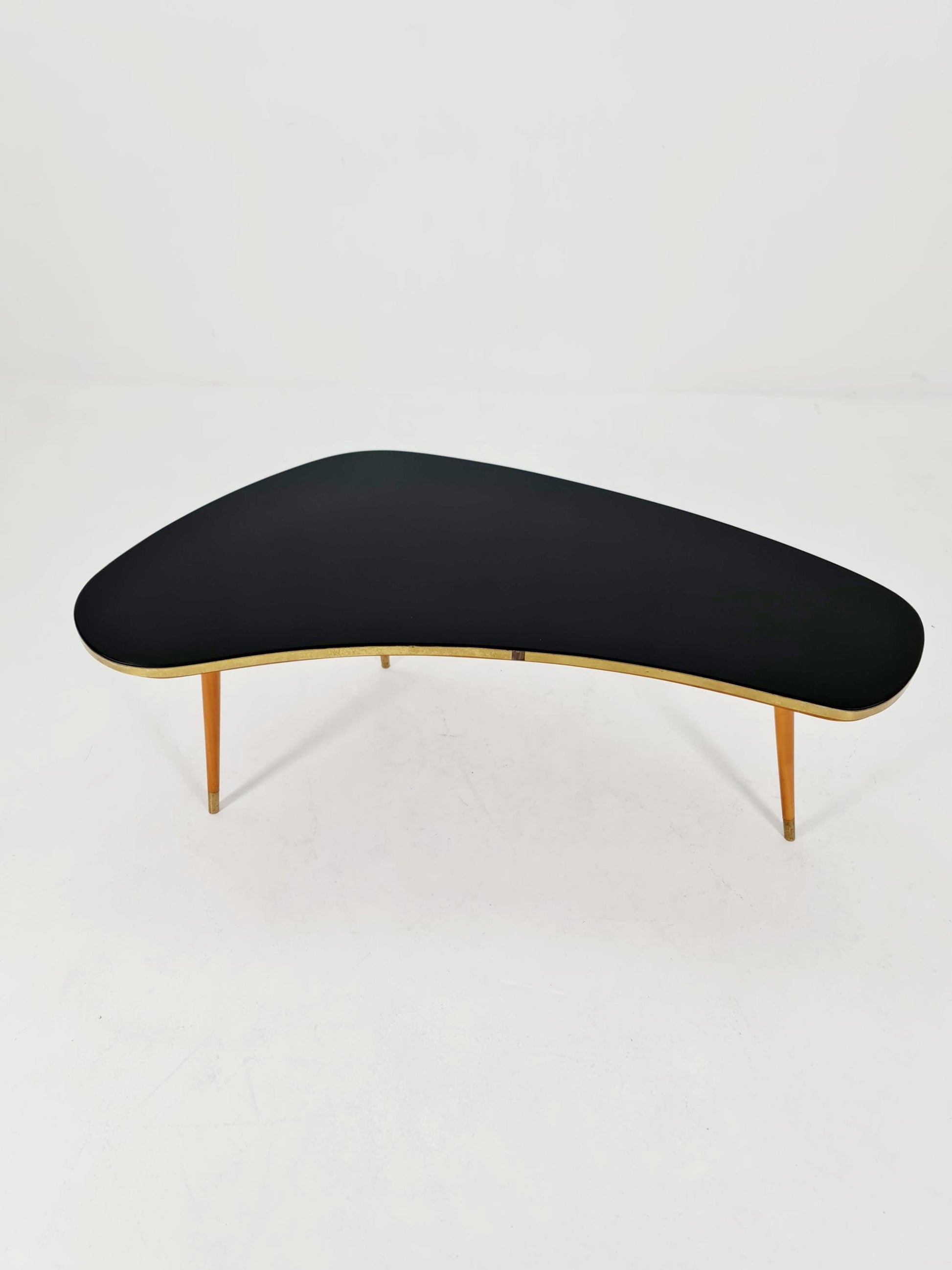 German Mid-Century Tripod Glass & Brass Coffee Table By Else 1950s