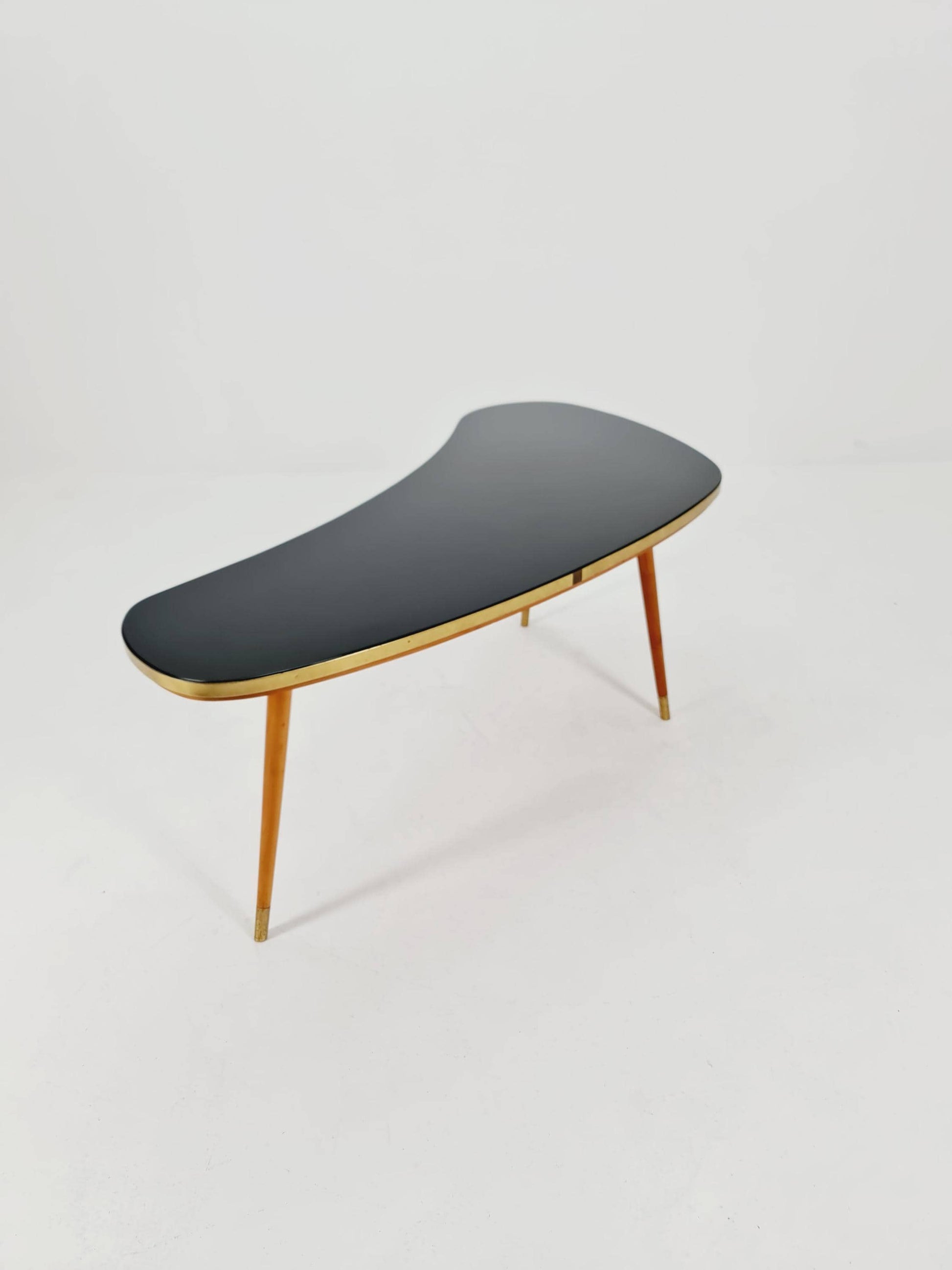 German Mid-Century Tripod Glass & Brass Coffee Table By Else 1950s
