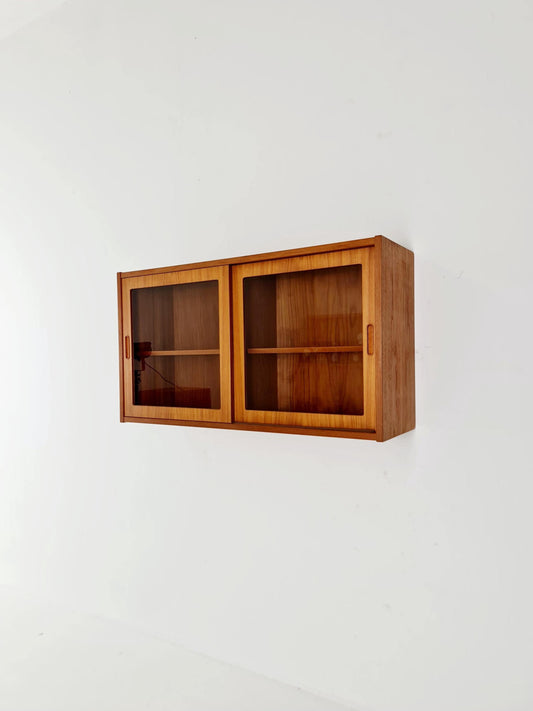 Mid century Danish teak hanging showcase Cabinet, sideboard By hundevad , 1960s