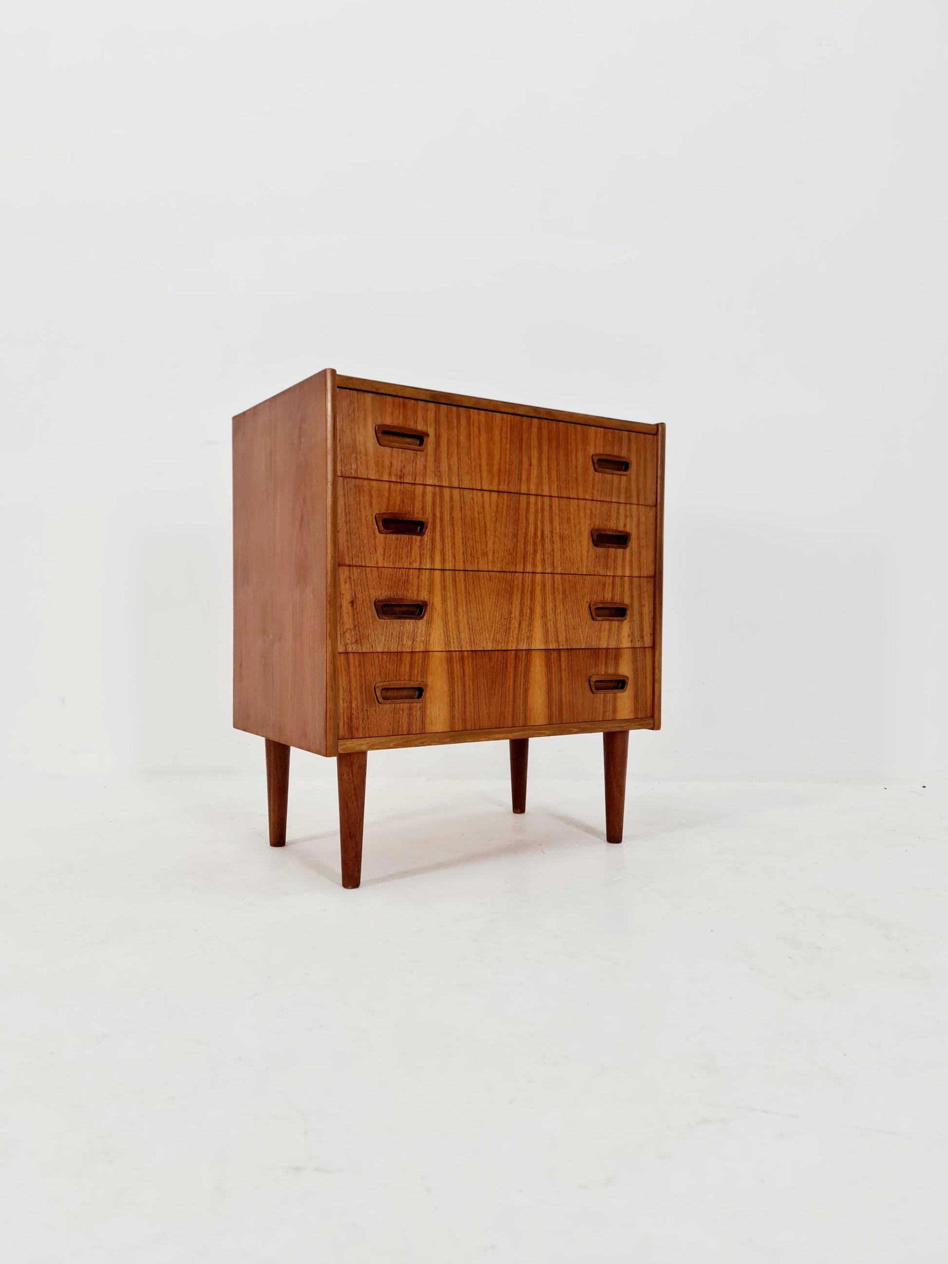 Midcentury German Walnut chest of drawers / 4 drawers cabinet, 1960s