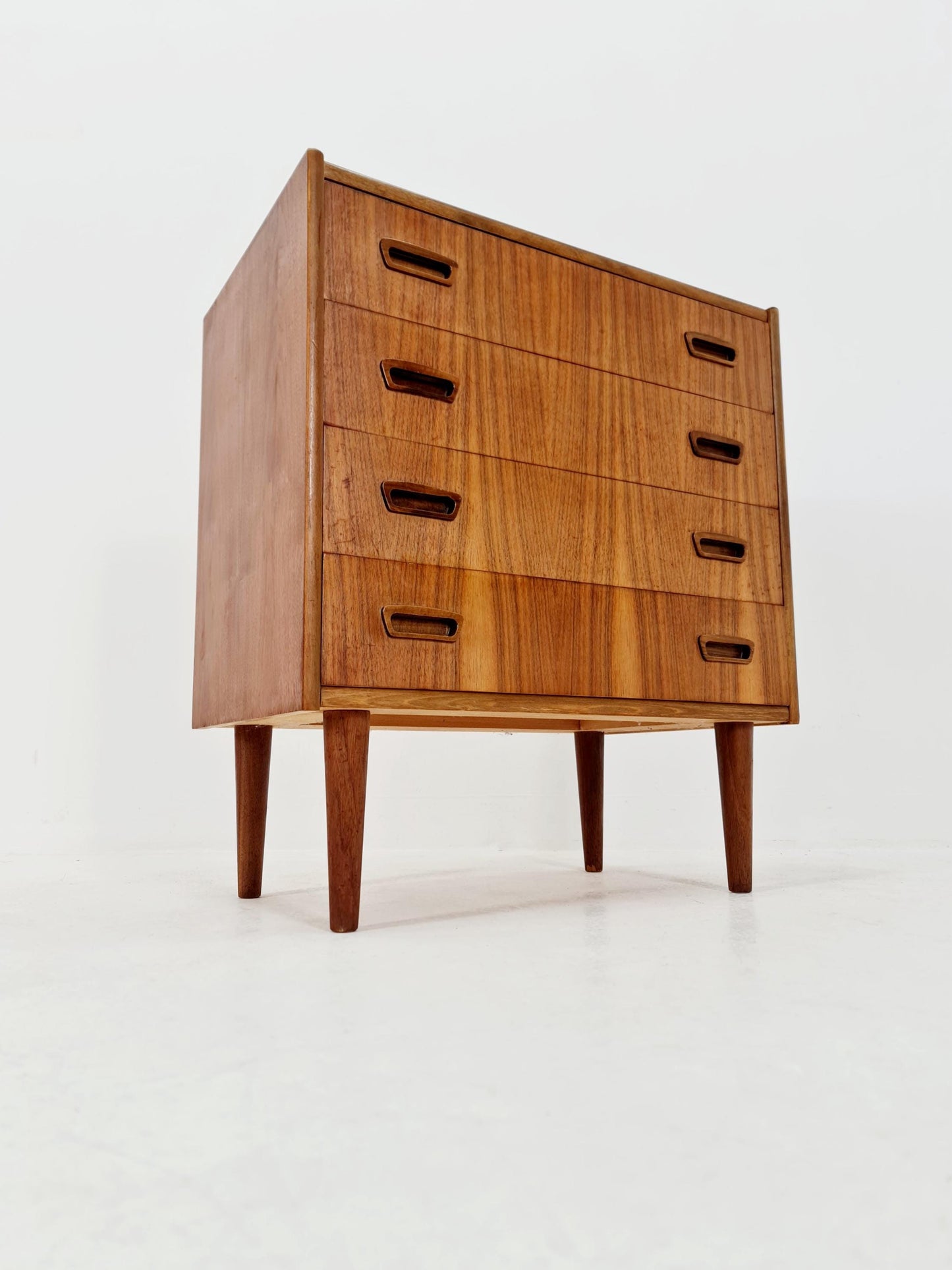 Midcentury German Walnut chest of drawers / 4 drawers cabinet, 1960s