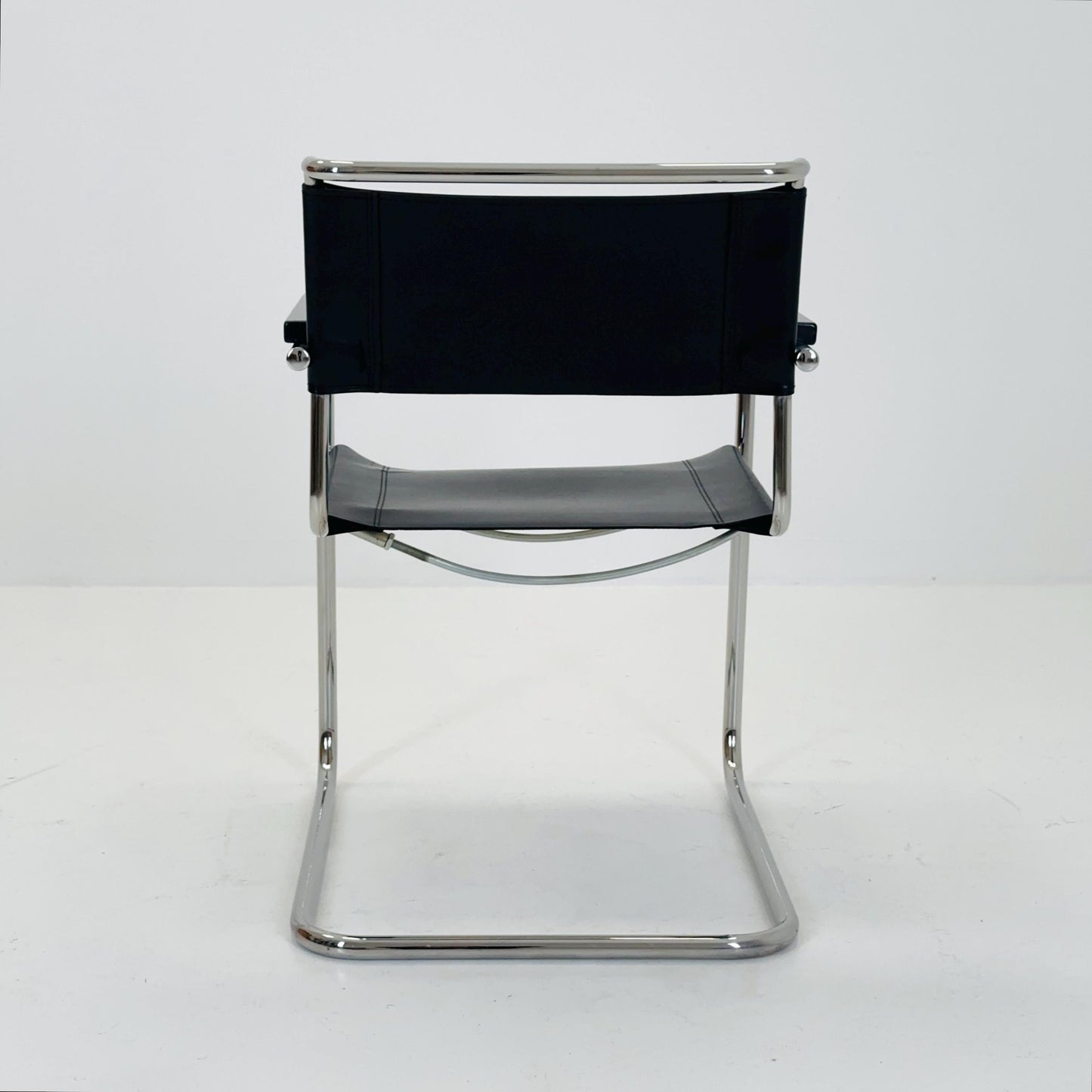1 of 25 Bauhaus black leather iconic armchair by mart Stam for Thonet 1980s