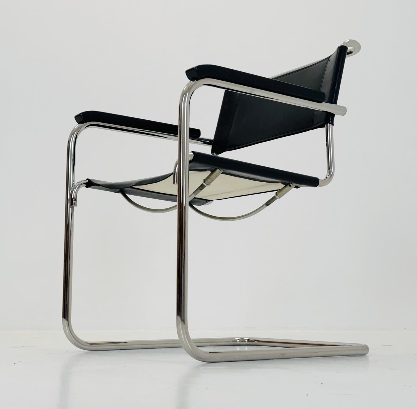 1 of 25 Bauhaus black leather iconic armchair by mart Stam for Thonet 1980s