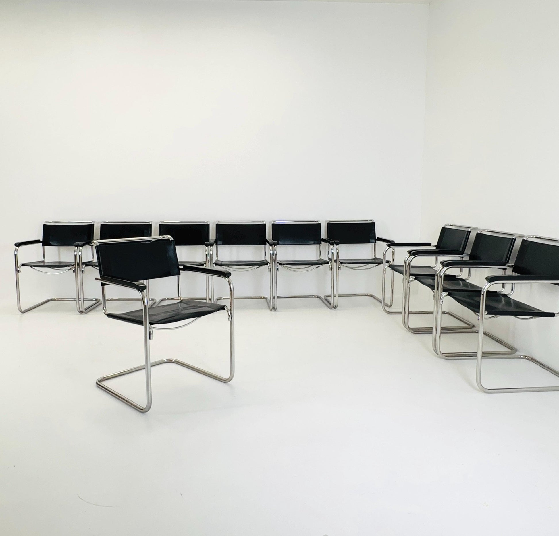 1 of 25 Bauhaus black leather iconic armchair by mart Stam for Thonet 1980s