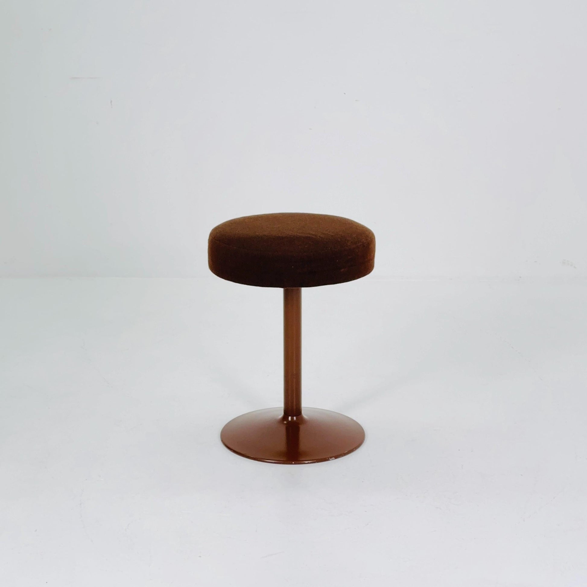 Mid century stool in Spaceage brown fabric 1970s Germany