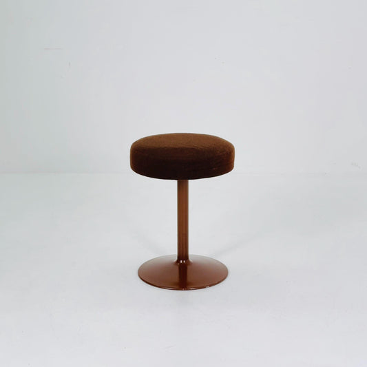 Mid century stool in Spaceage brown fabric 1970s Germany